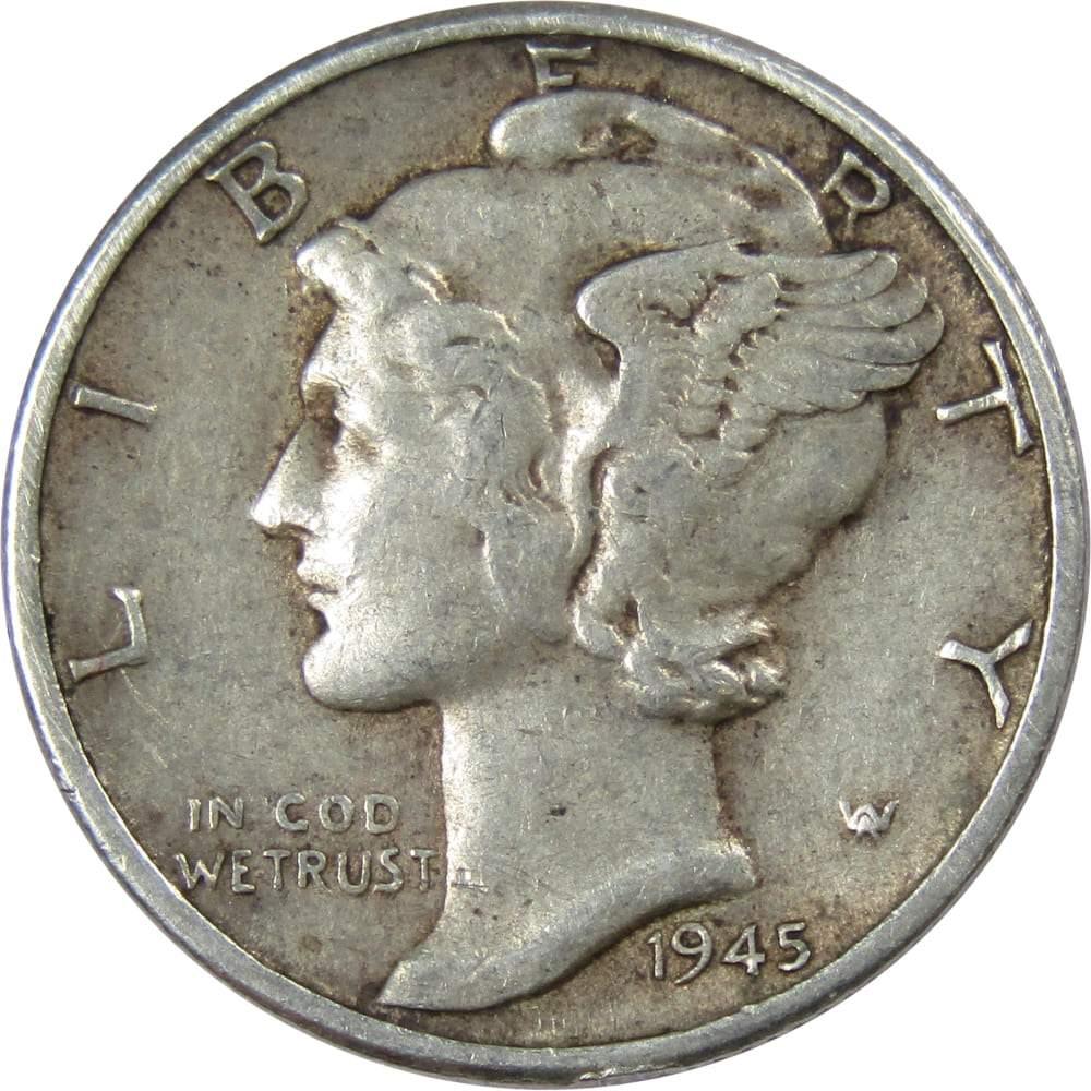 1945 Mercury Dime VF Very Fine 90% Silver 10c US Coin Collectible