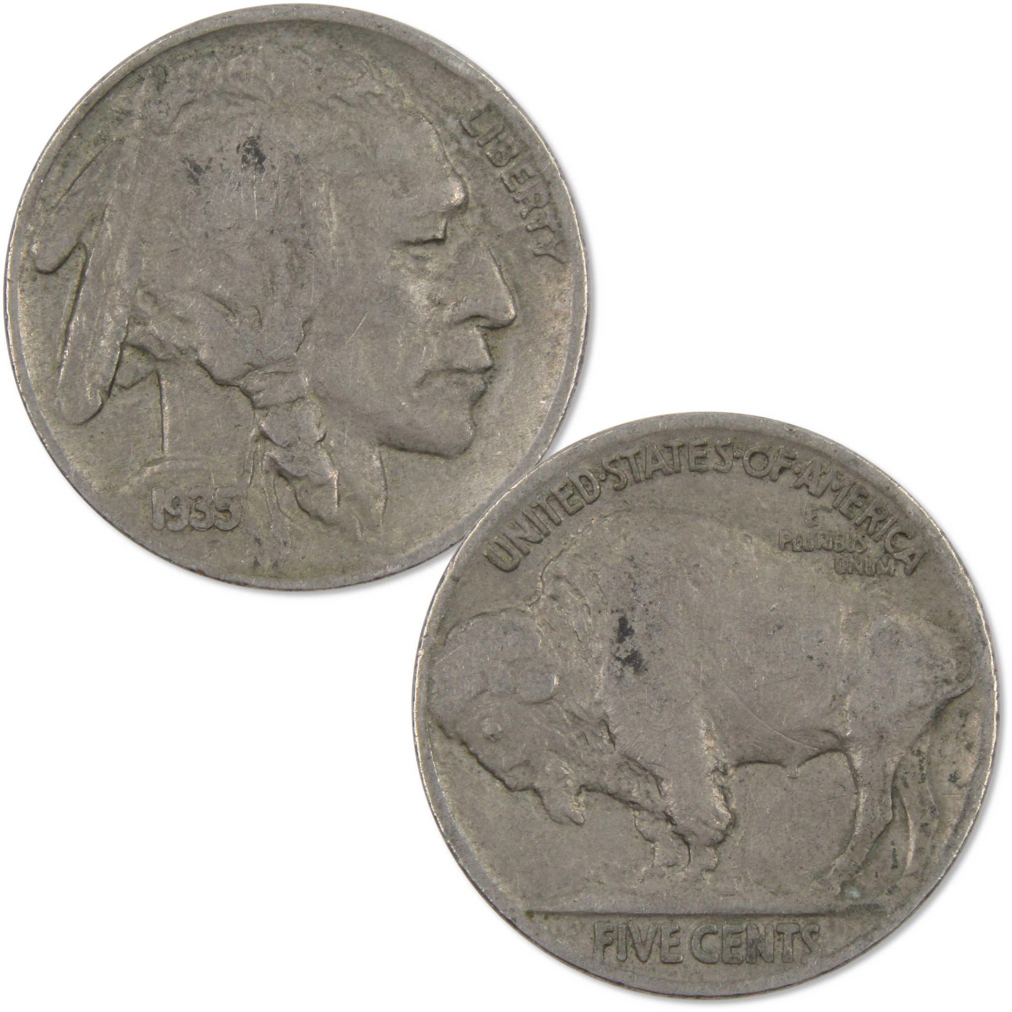 1935-1937 Indian Head Buffalo Nickel 3 Coin All-Mint Set F Fine Collectible Gift