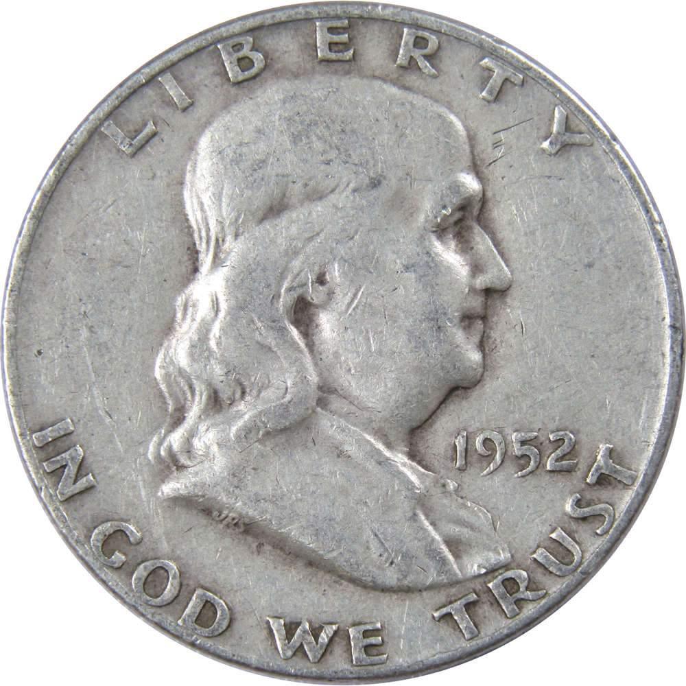 1952 D Franklin Half Dollar F Fine 90% Silver 50c US Coin Collectible