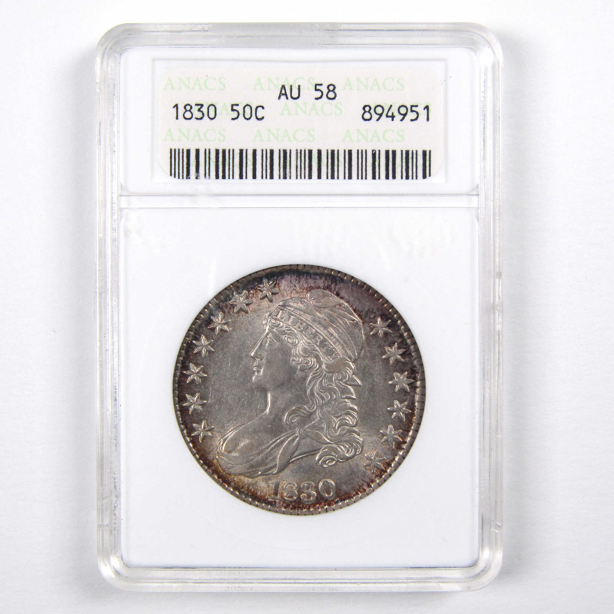 1830 Small 0 Capped Bust Half Dollar AU 58 ANACS Silver 50c SKU I3530