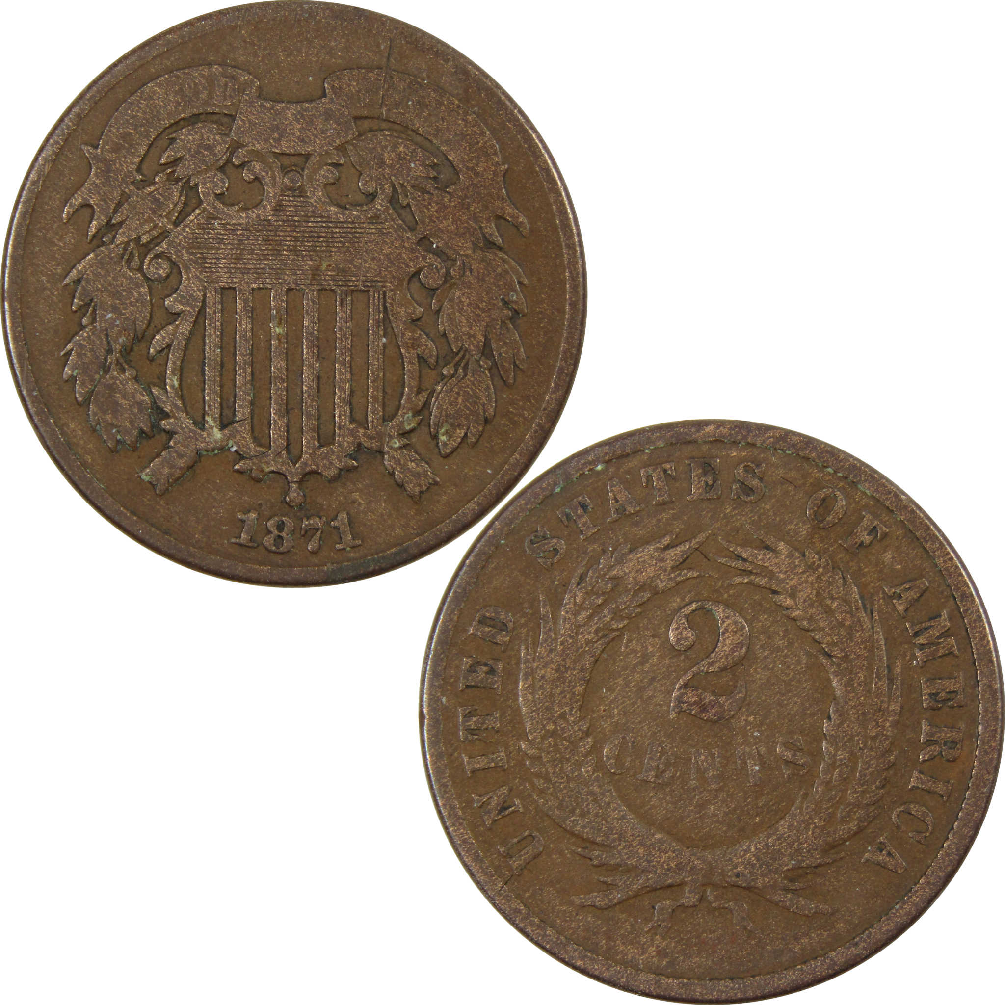 1871 Two Cent Piece G Good 2c US Type Coin SKU:I4447