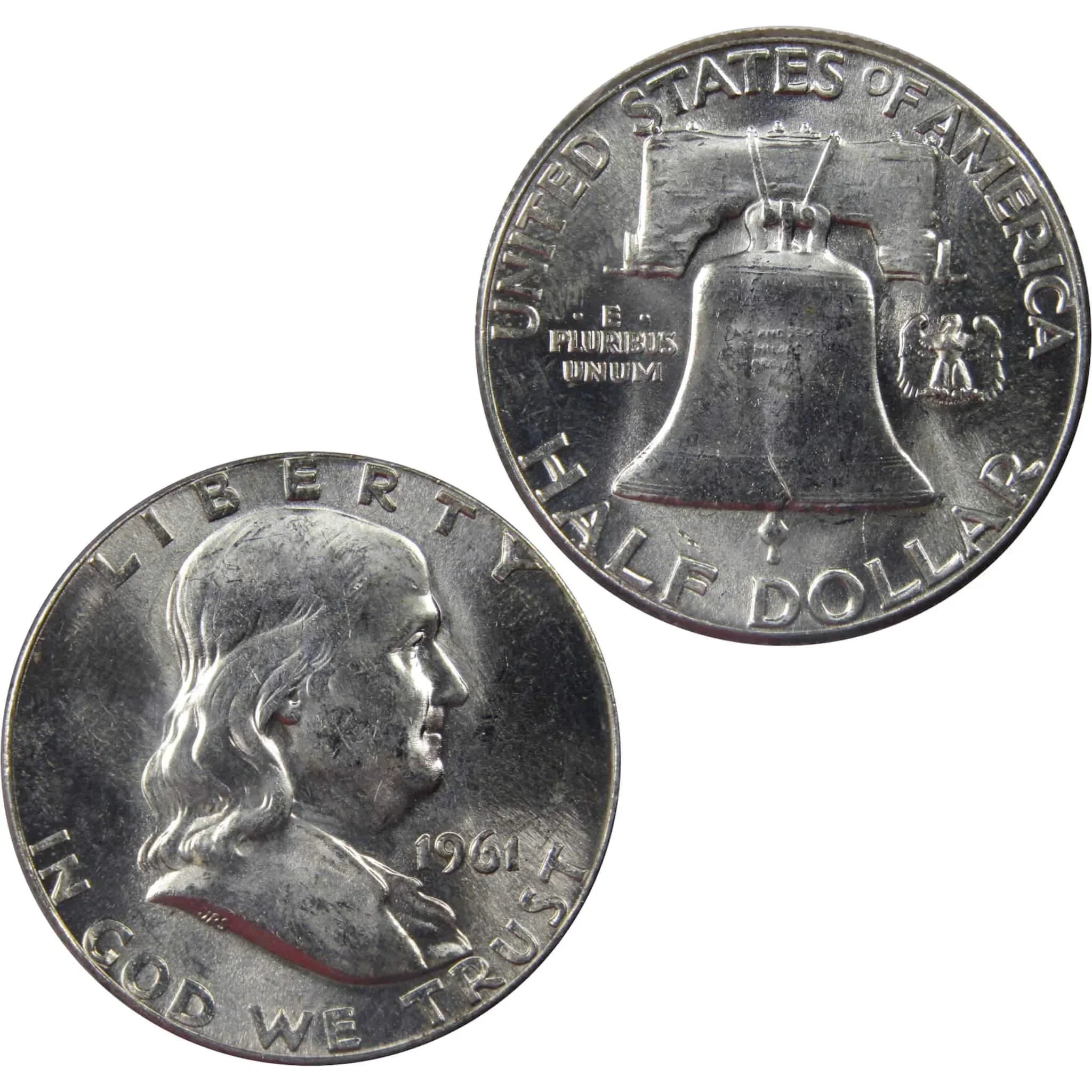 1961 Franklin Half Dollar BU Uncirculated Mint State 90% Silver 50c US Coin