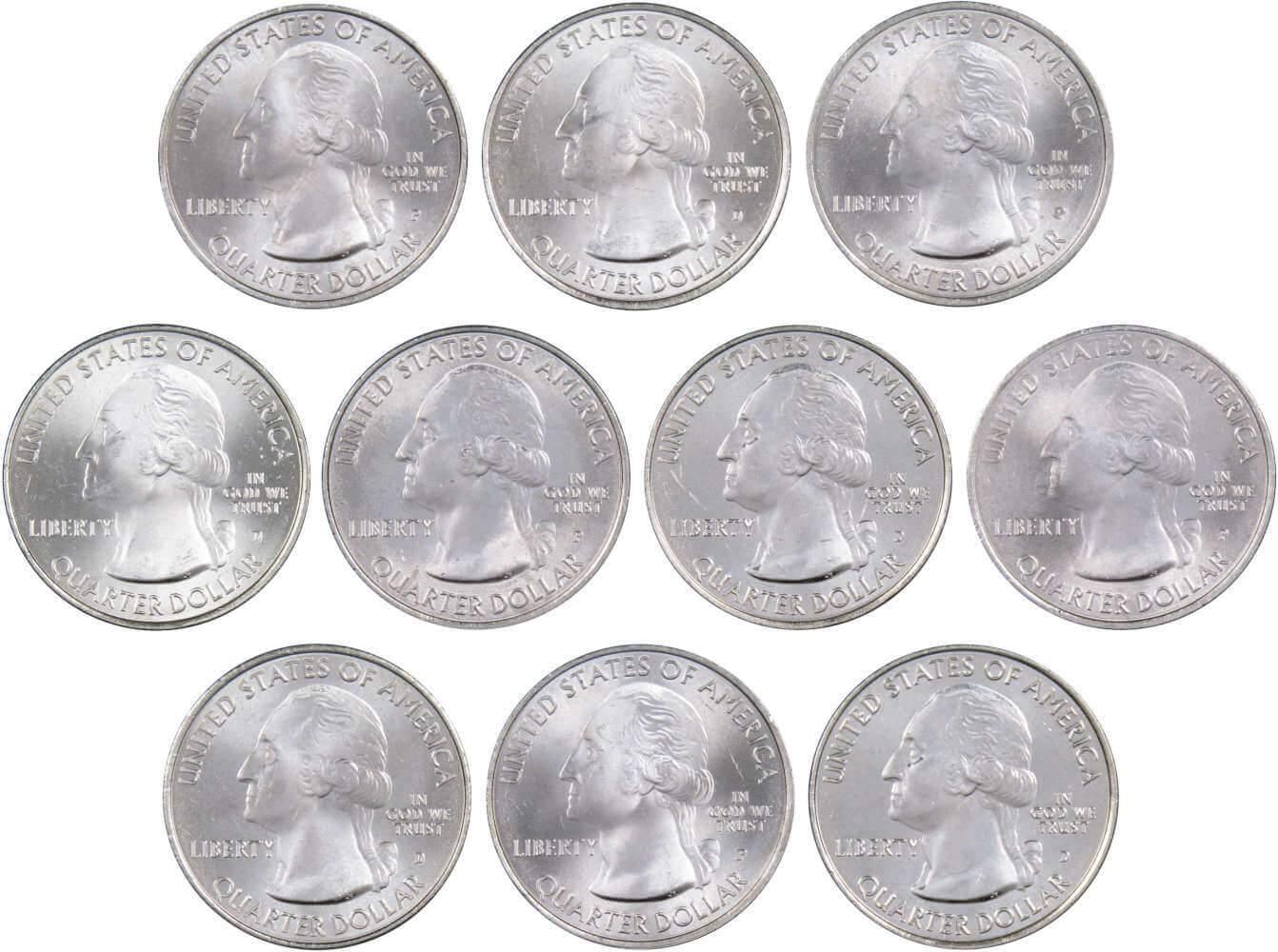 2015 P&D National Park Quarter 10 Coin Set Uncirculated Mint State 25c