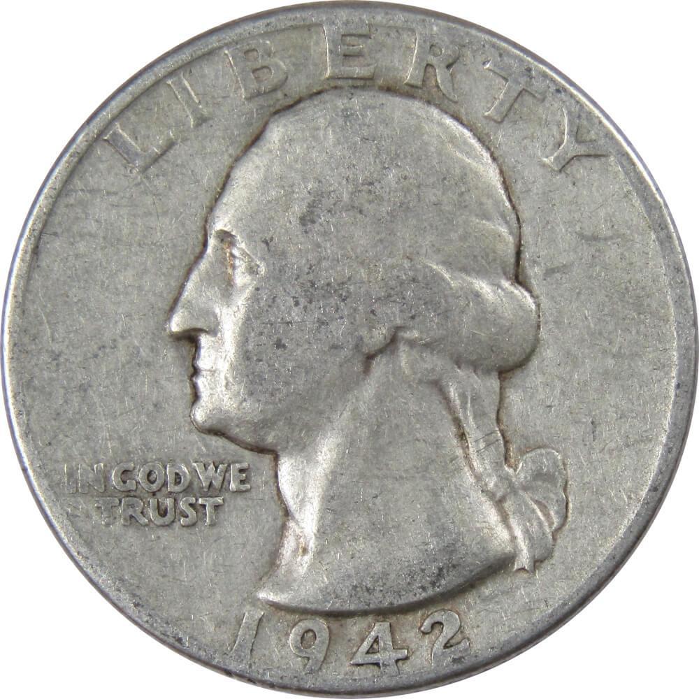 1942 Washington Quarter AG About Good 90 Silver 25c US Coin