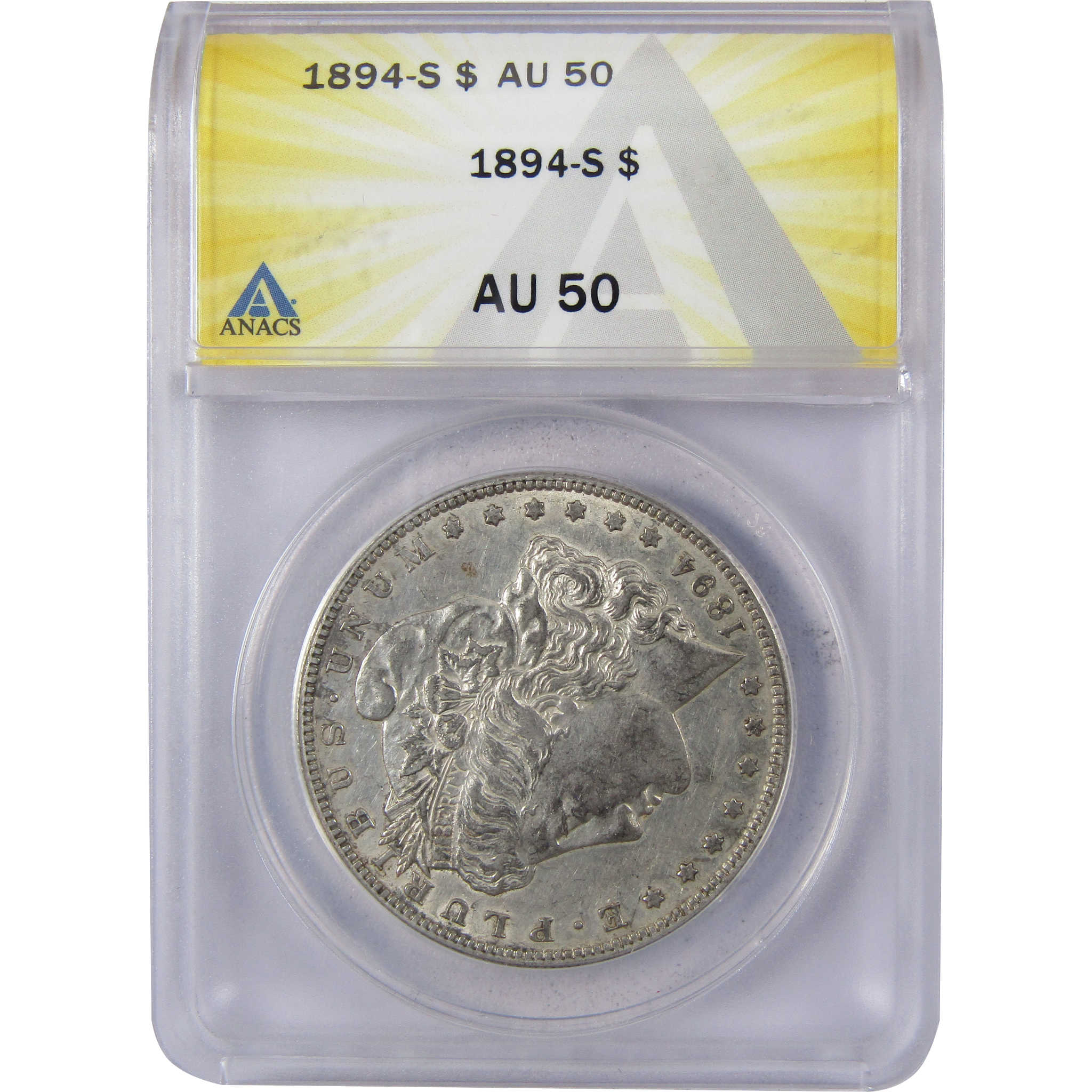 1894 S Morgan Dollar AU 50 ANACS 90 Silver US Coin SKU I1050