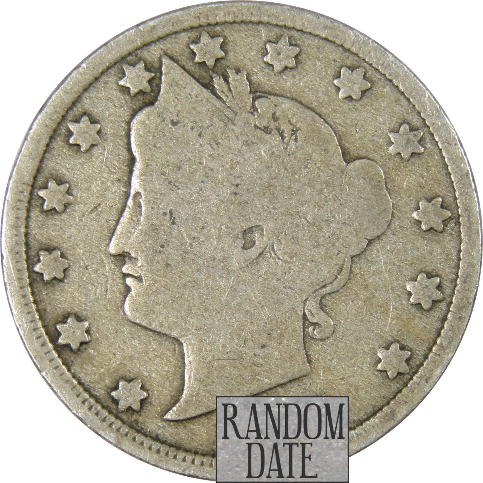Liberty Head V Nickel 5 Cent Piece G Good Random Date 5c US Coin Collectible