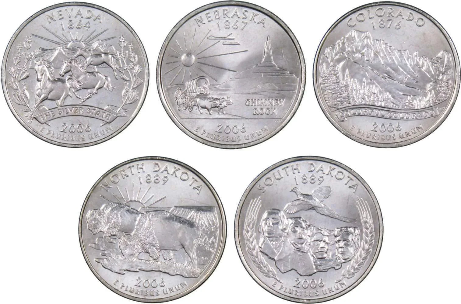 2006 P State Quarter 5 Coin Set BU Uncirculated Mint State 25c Collectible