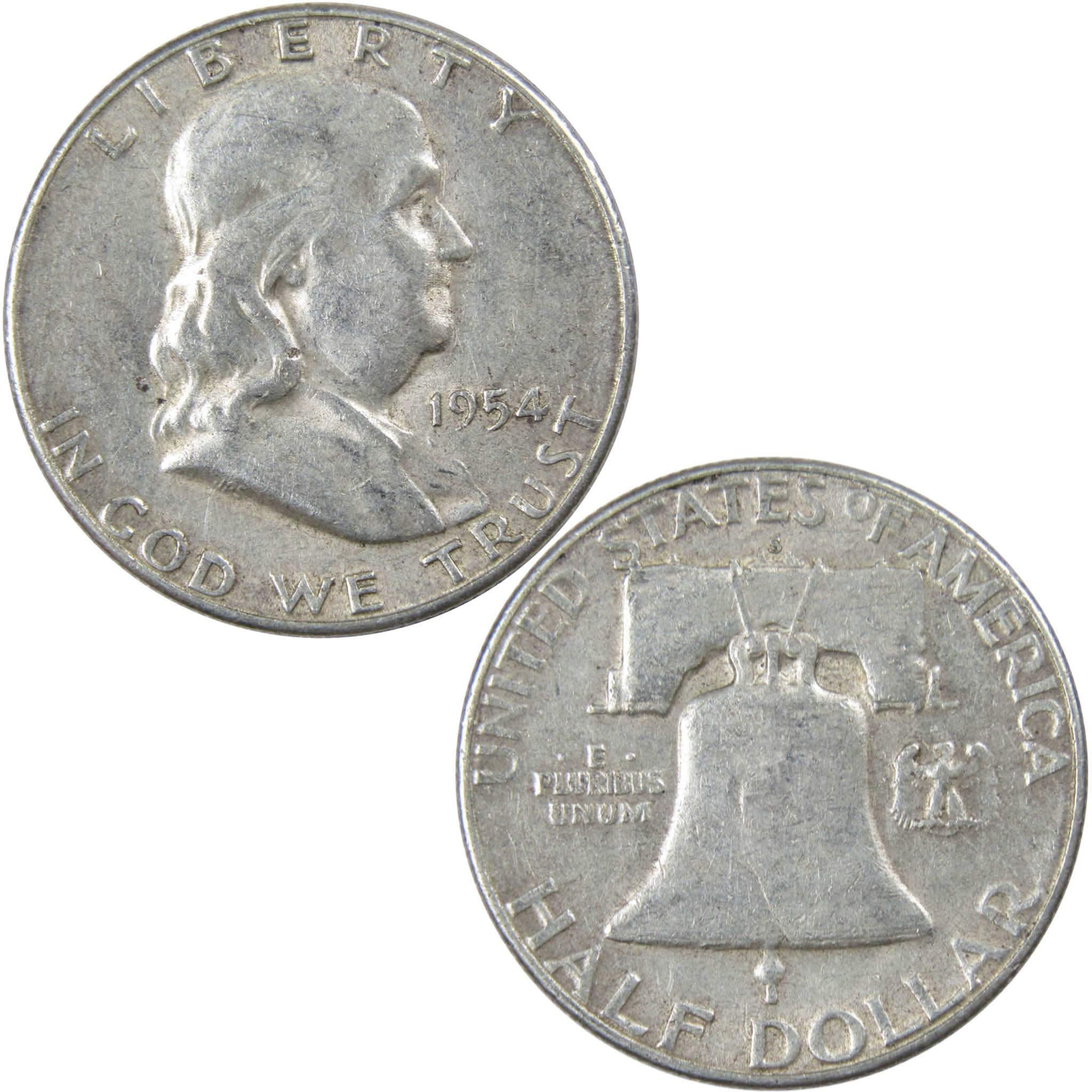 1954 S Franklin Half Dollar AG About Good 90% Silver 50c US Coin Collectible