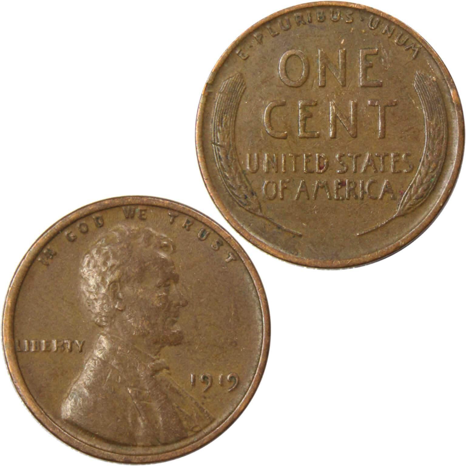 1919 Lincoln Wheat Cent XF EF Extremely Fine Bronze Penny 1c Coin Collectible