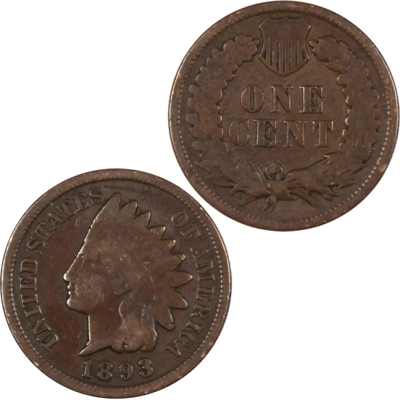 1893 Indian Head Cent G Good Bronze Penny 1c Coin Collectible