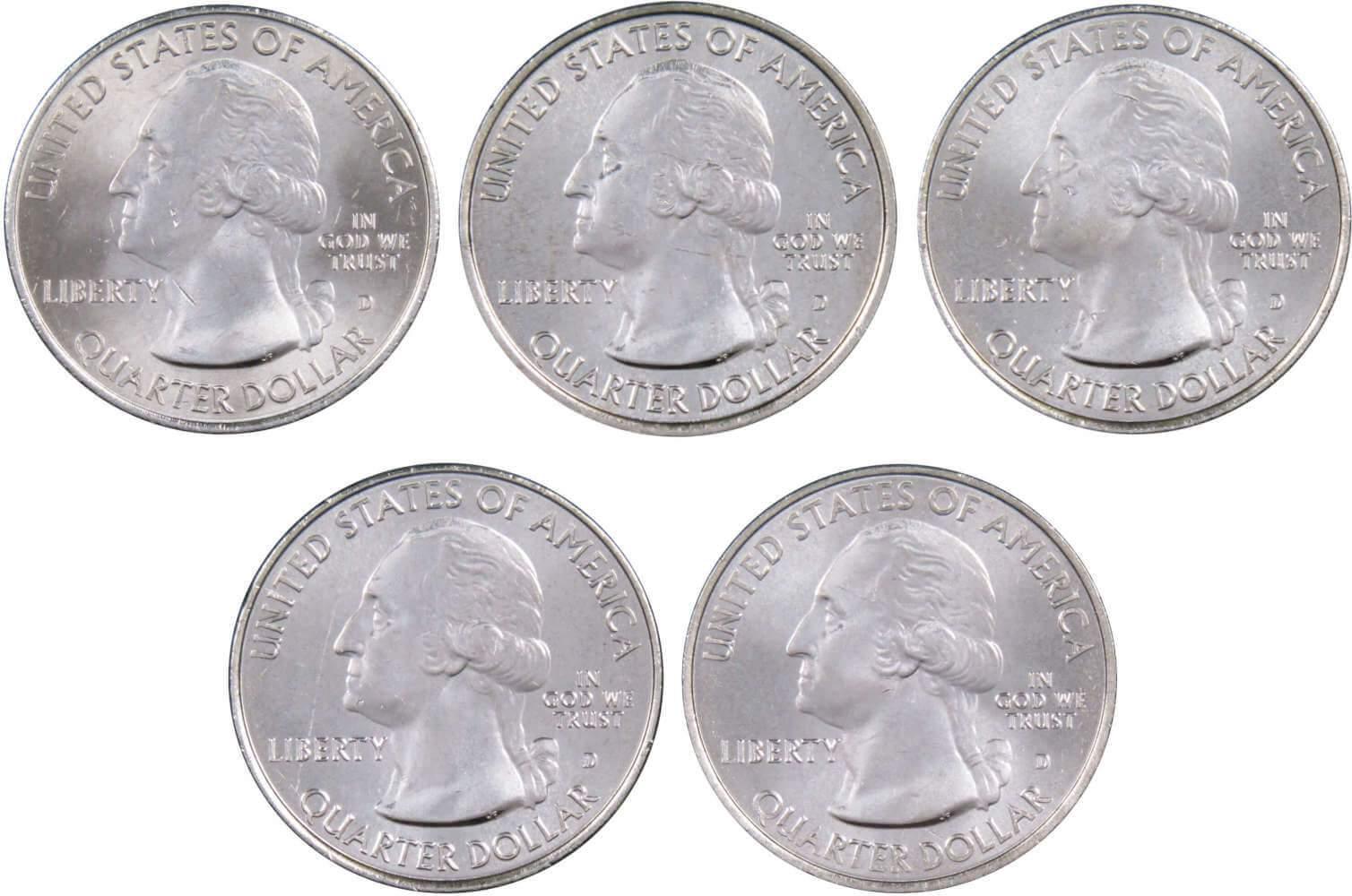 2016 D National Park Quarter 5 Coin Set Uncirculated Mint State 25c Collectible