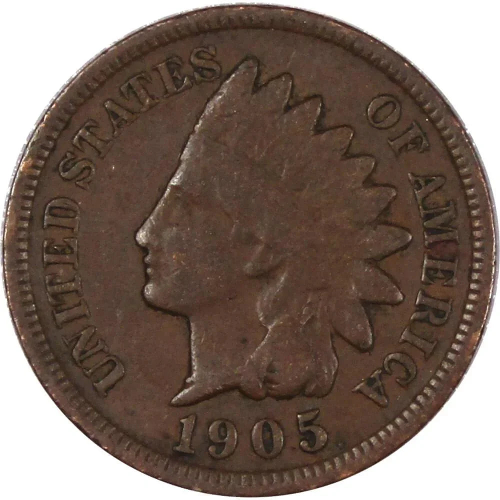 1905 Indian Head Cent F Fine Bronze Penny 1c Coin Collectible