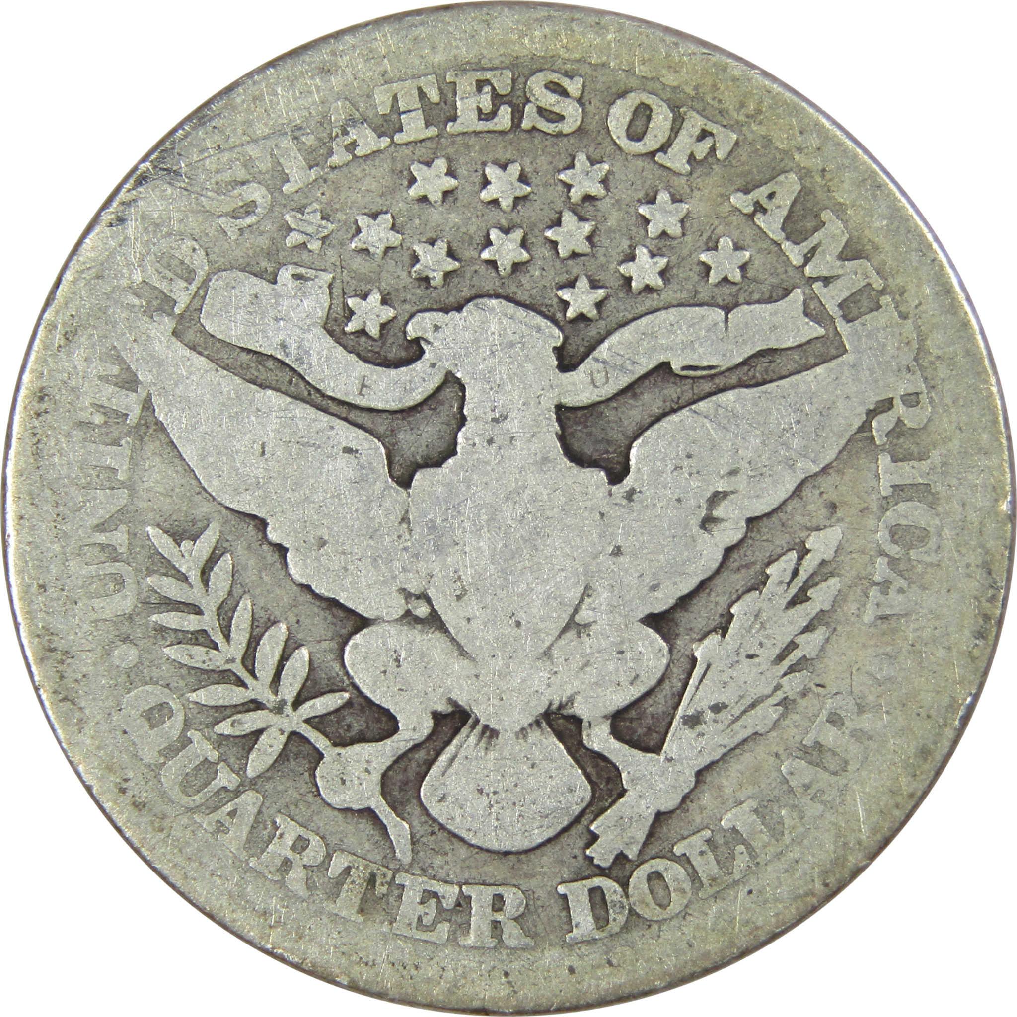 1915 Barber Quarter AG About Good 90% Silver 25c US Type Coin Collectible