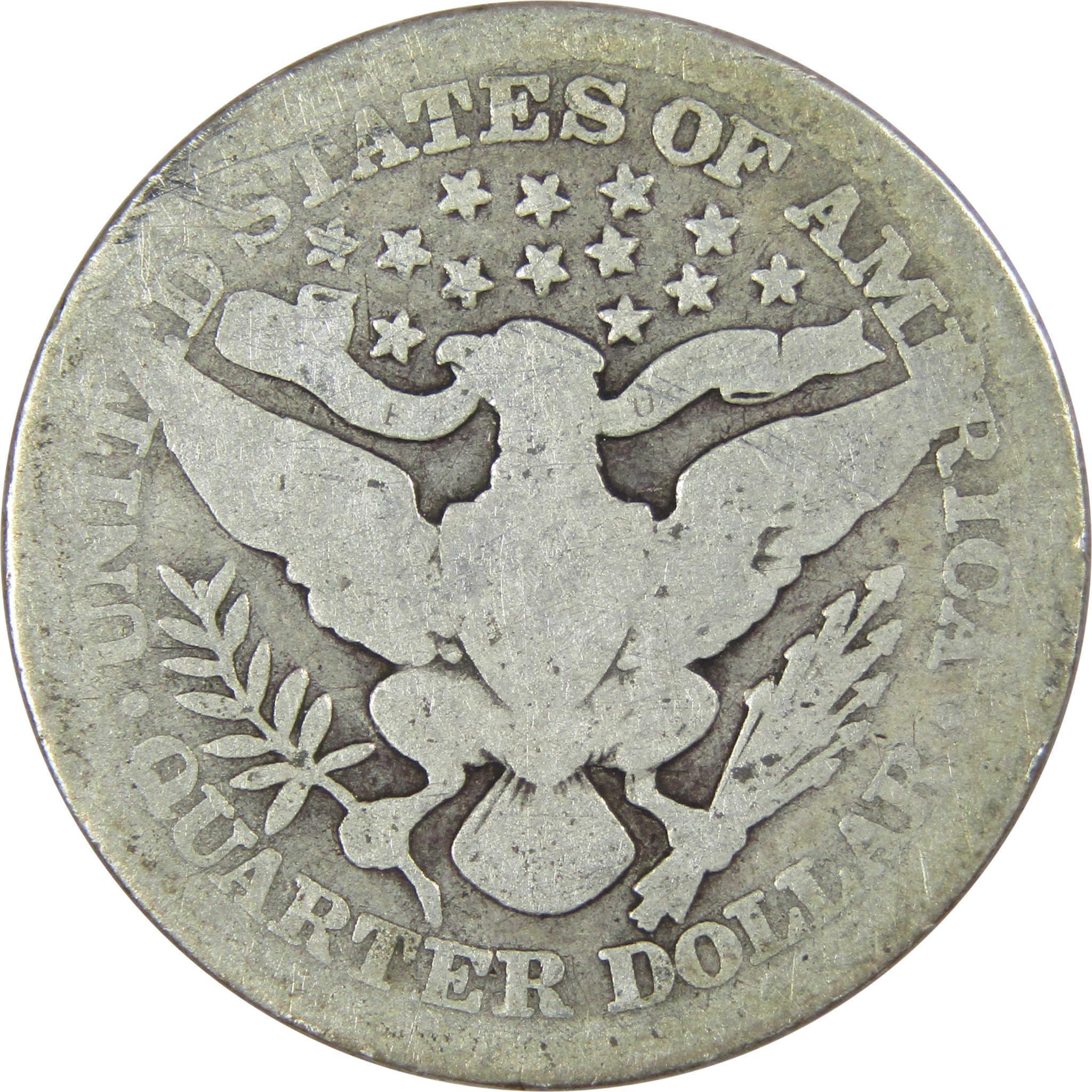 1915 Barber Quarter AG About Good 90% Silver 25c US Type Coin Collectible