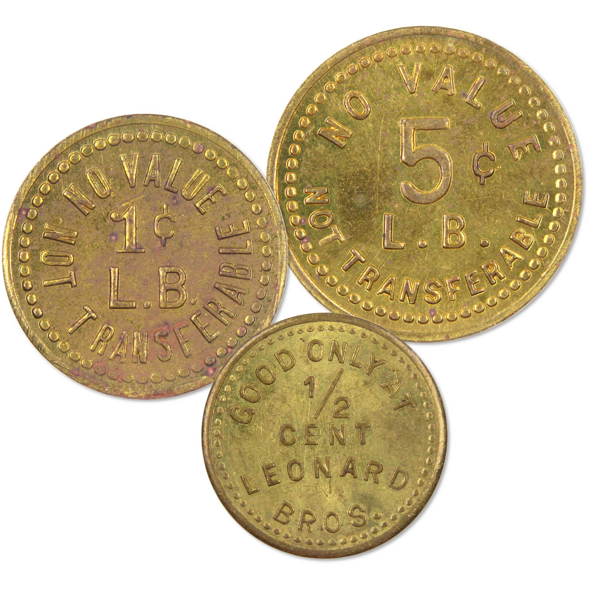1933 Leonard's Brass Trade Token Set