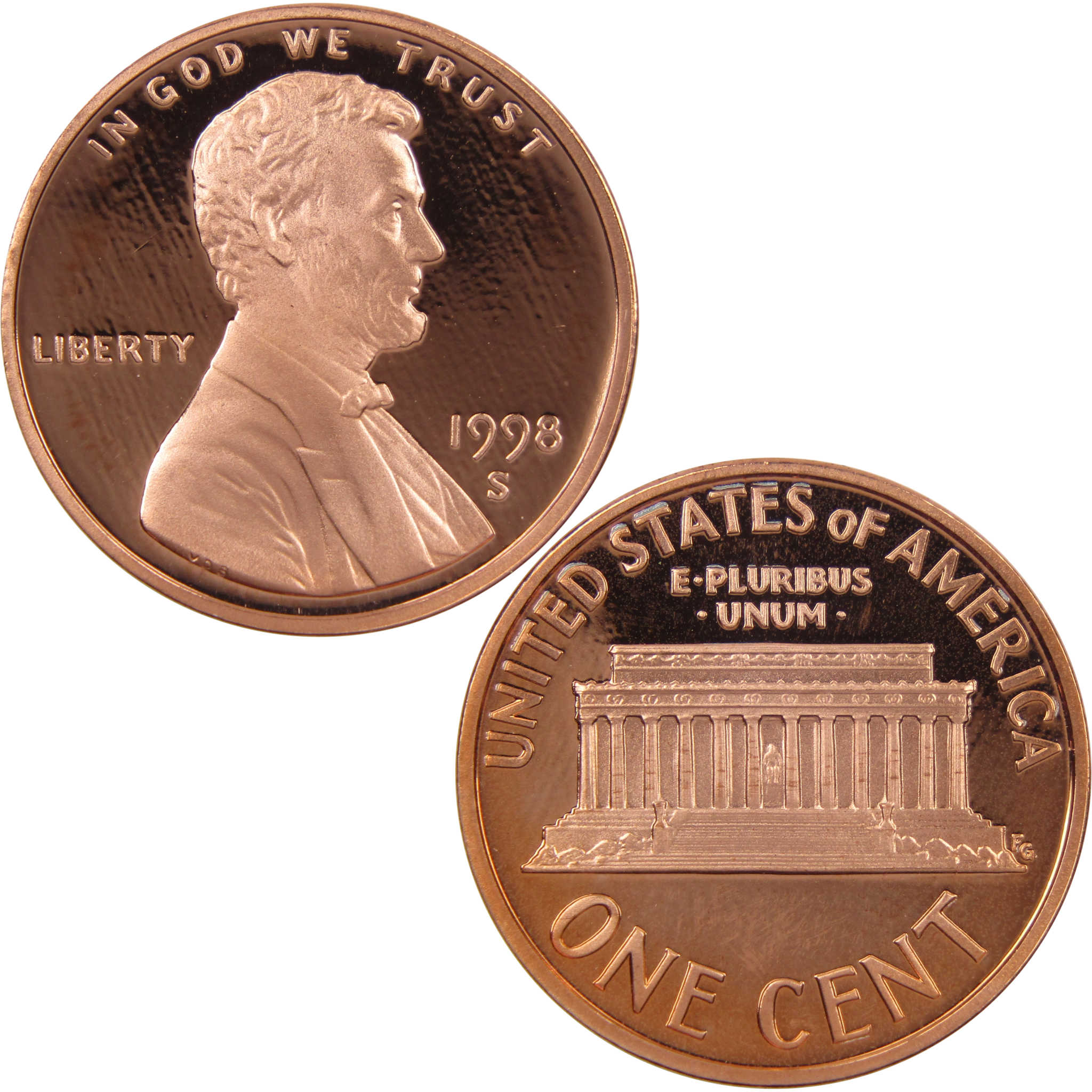 1998 S Lincoln Memorial Cent Choice Proof Penny 1c Coin Collectible