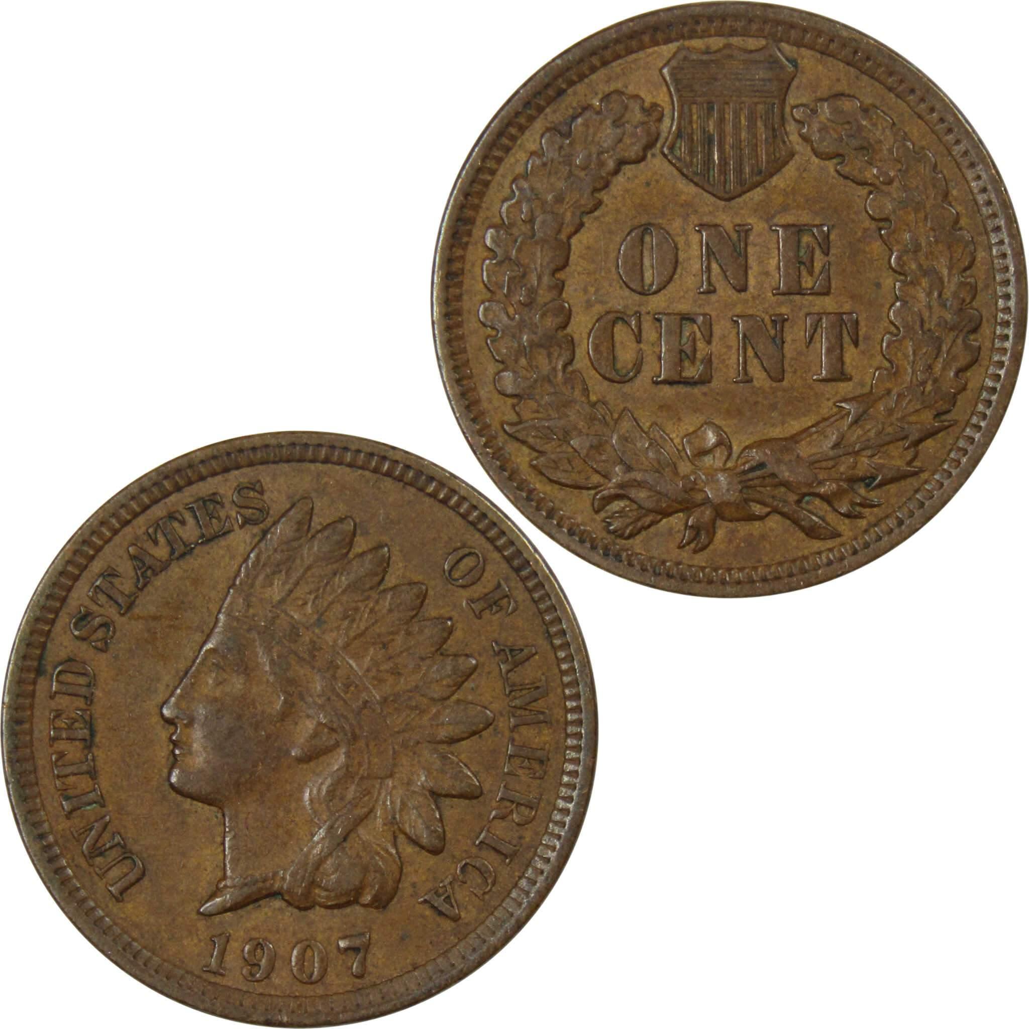 1907 Indian Head Cent XF EF Extremely Fine Bronze Penny 1c Coin Collectible