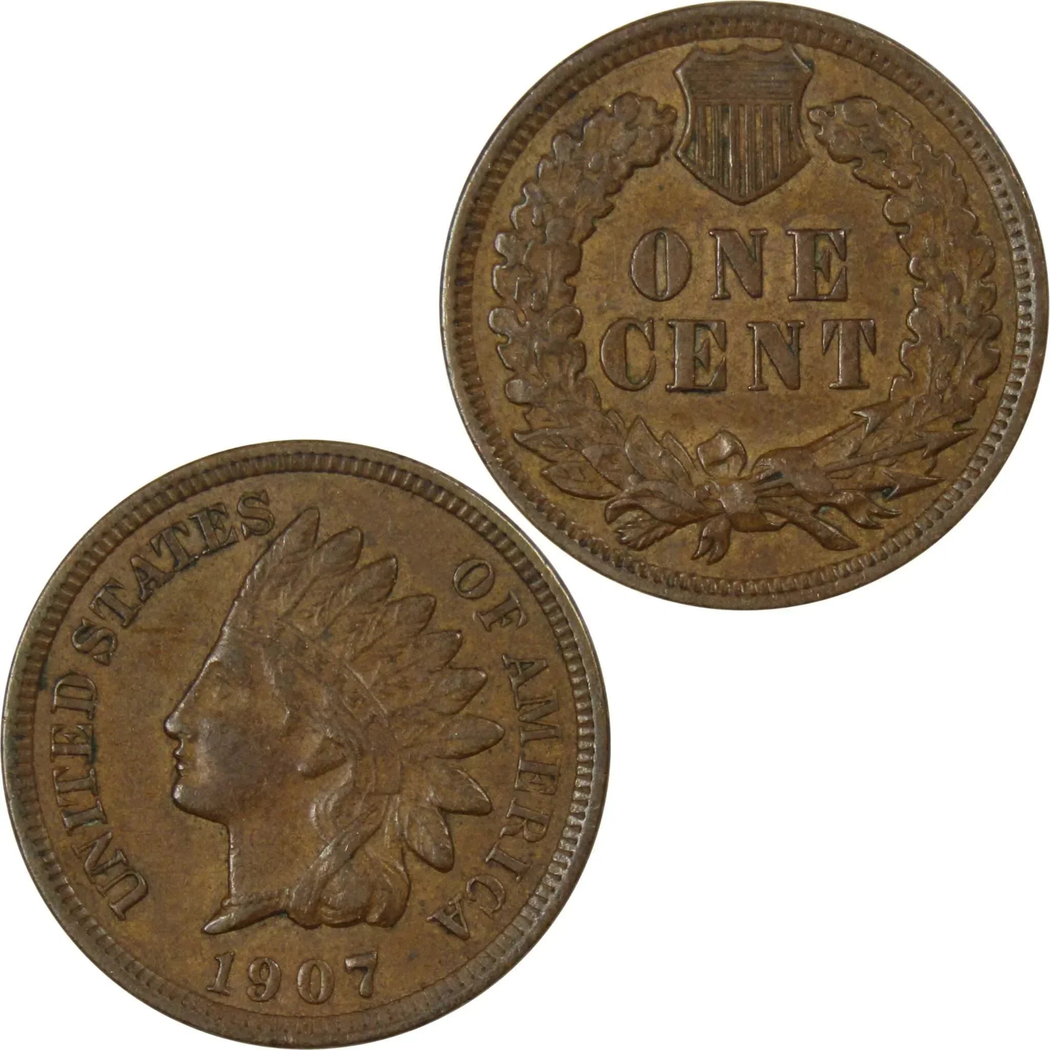 1907 Indian Head Cent XF EF Extremely Fine Bronze Penny 1c Coin Collectible