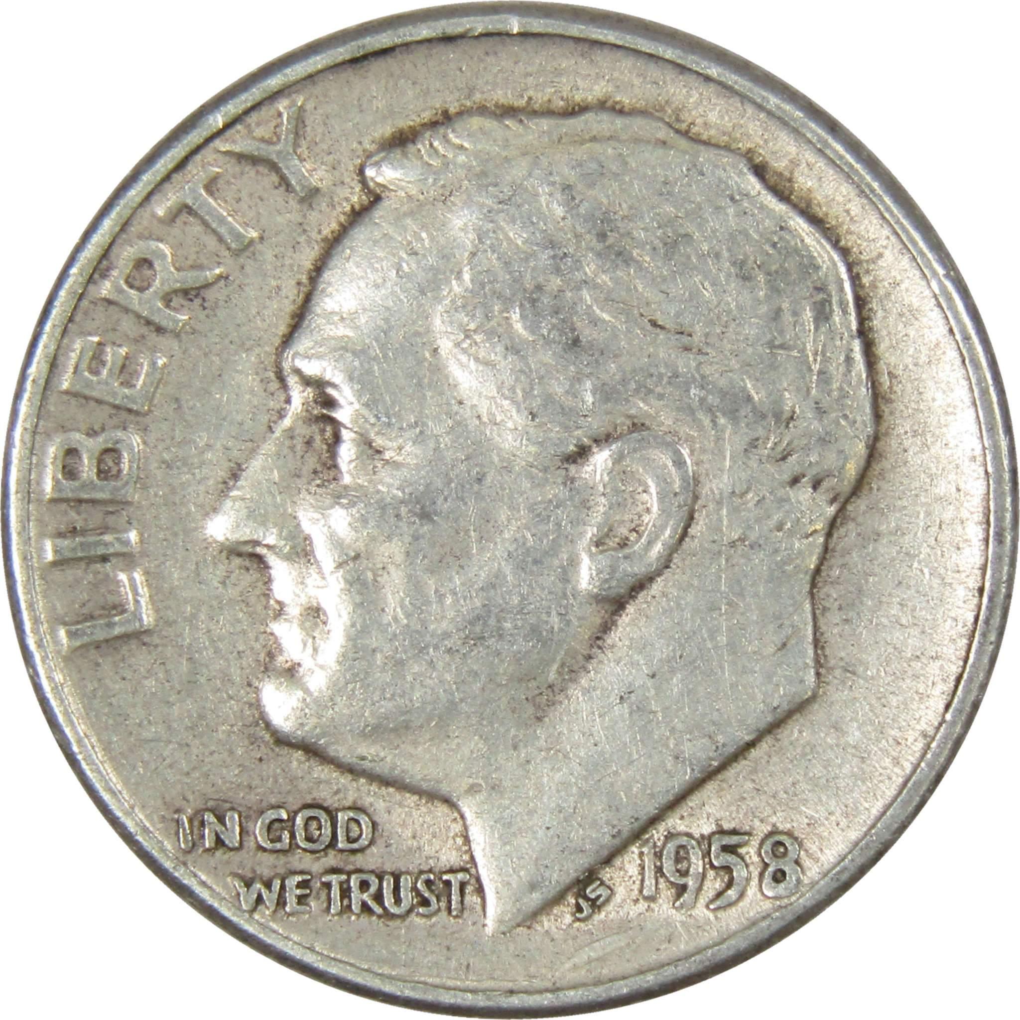 1958 Roosevelt Dime AG About Good 90% Silver 10c US Coin Collectible