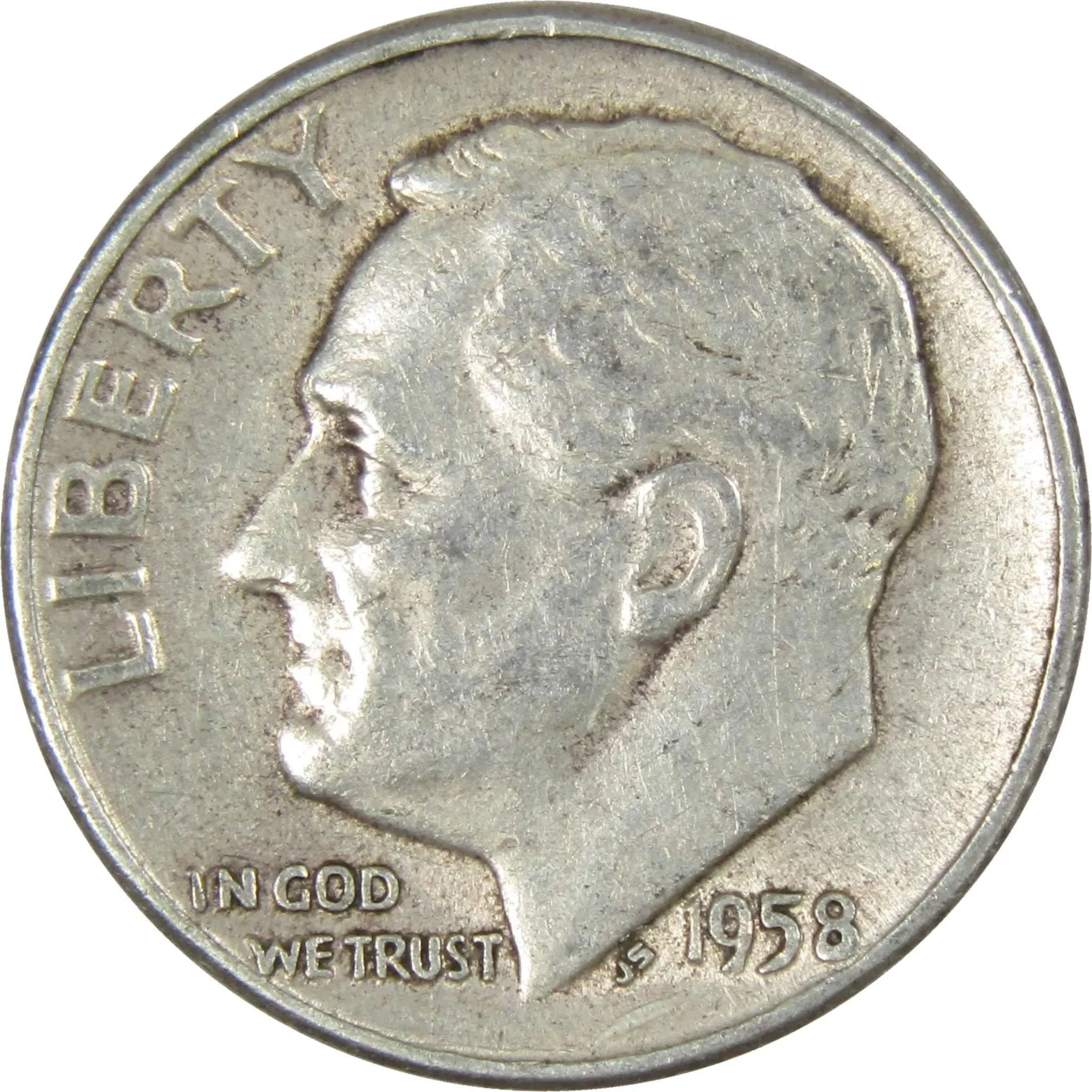 1958 Roosevelt Dime AG About Good 90% Silver 10c US Coin Collectible