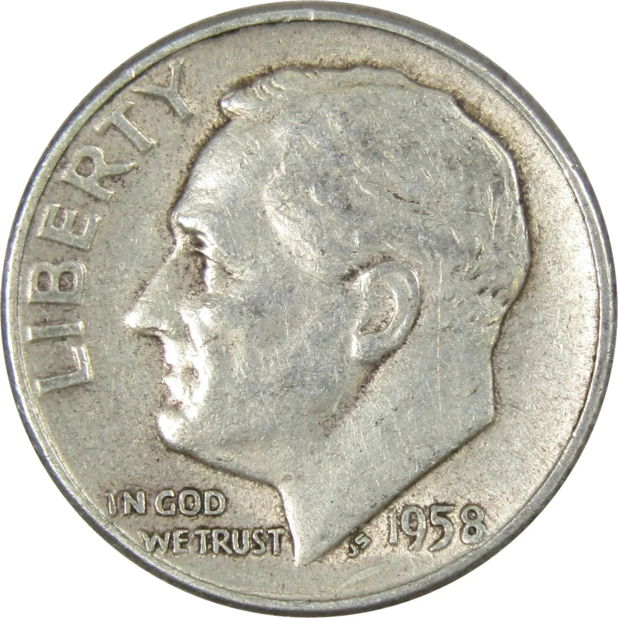 1958 Roosevelt Dime AG About Good 90% Silver 10c US Coin Collectible