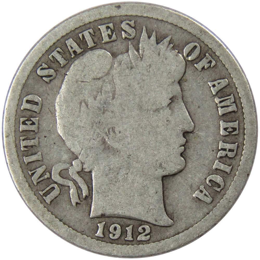 1912 Barber Dime AG About Good 90% Silver 10c US Type Coin Collectible