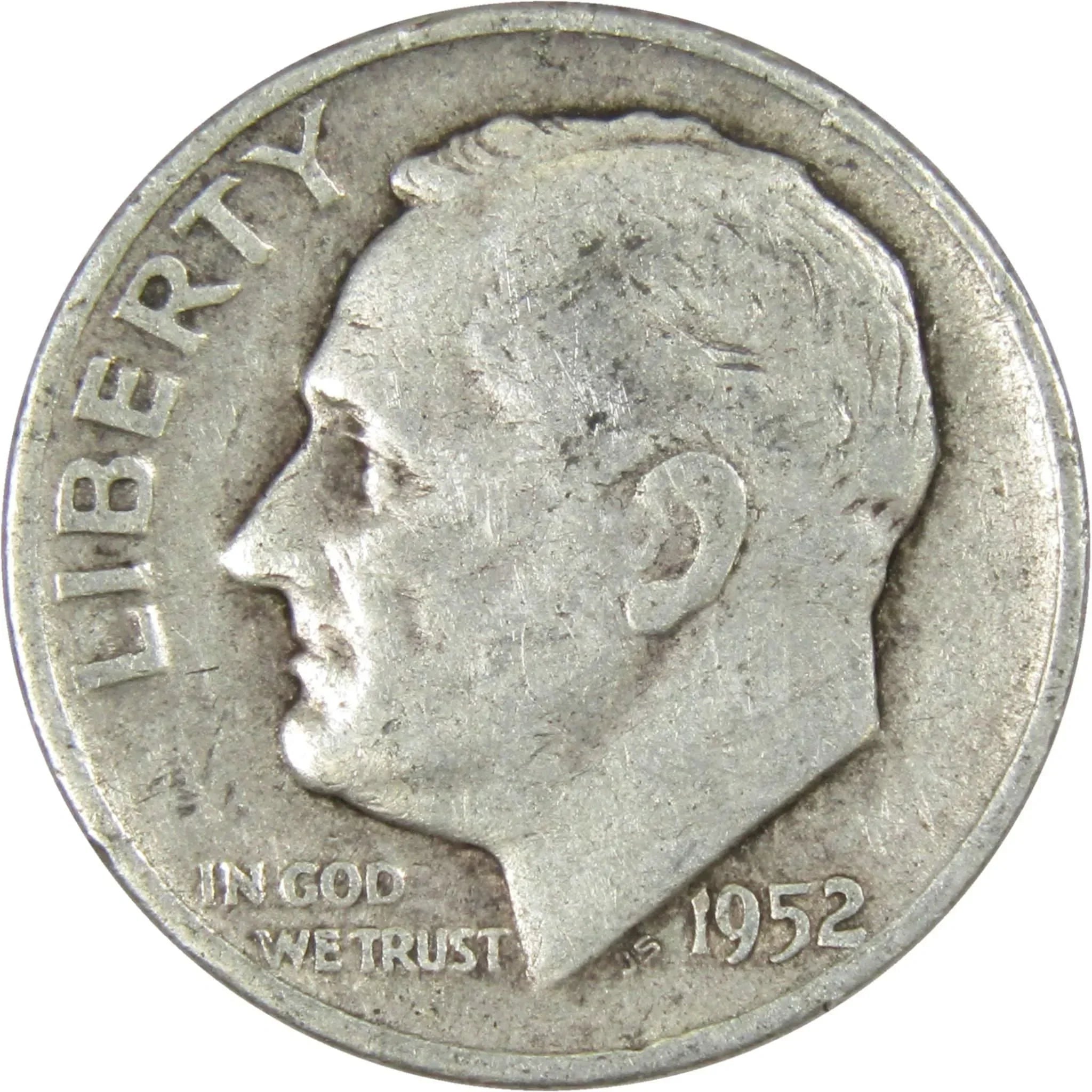 1952 D Roosevelt Dime AG About Good 90% Silver 10c US Coin Collectible