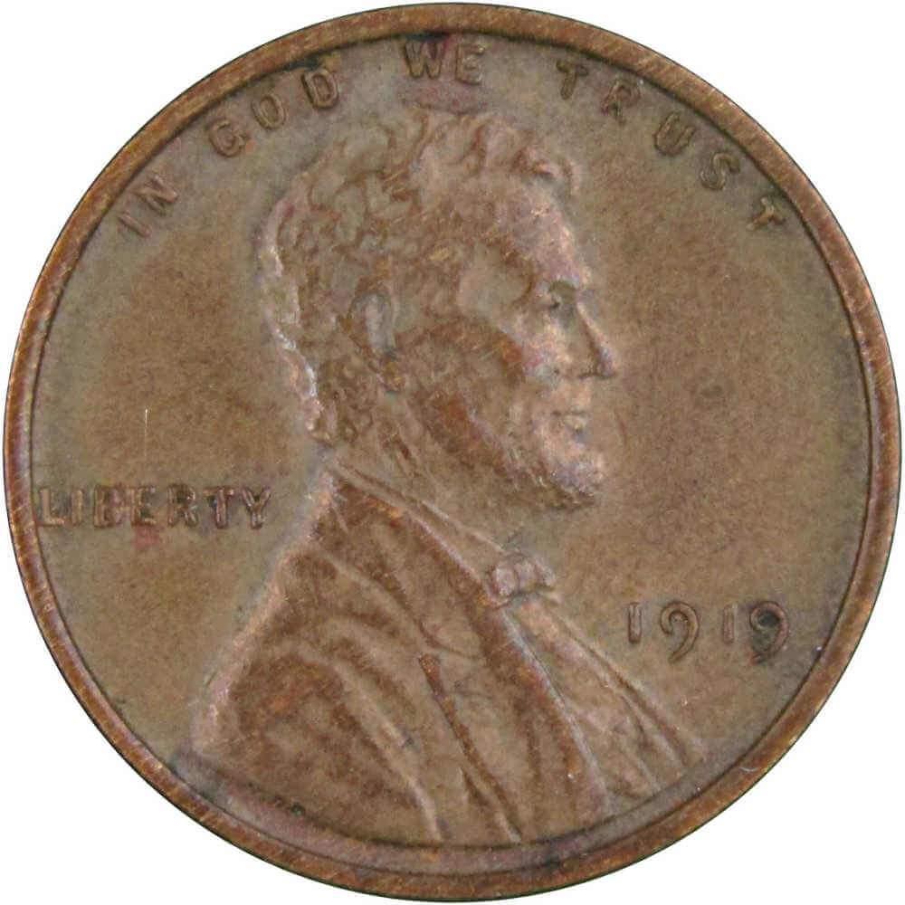 1919 Lincoln Wheat Cent AU About Uncirculated Bronze Penny 1c Coin Collectible