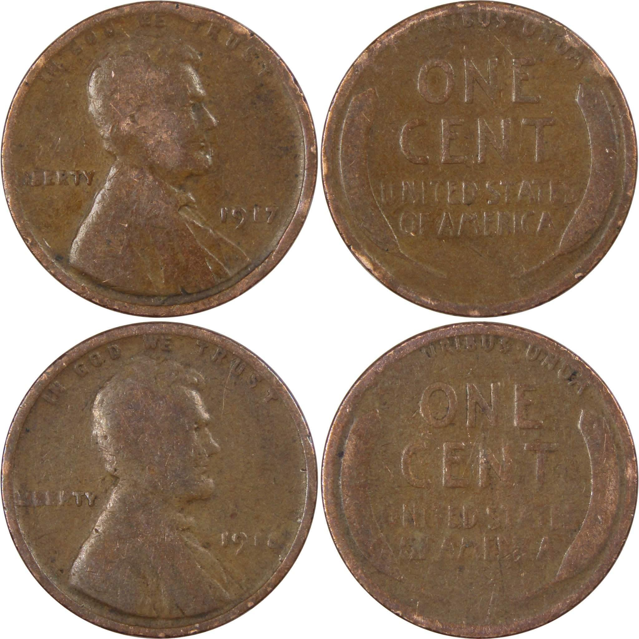 Pre-1930 Lincoln Wheat Cent 10 Piece Set Bronze Penny 1c US Coin Collectible