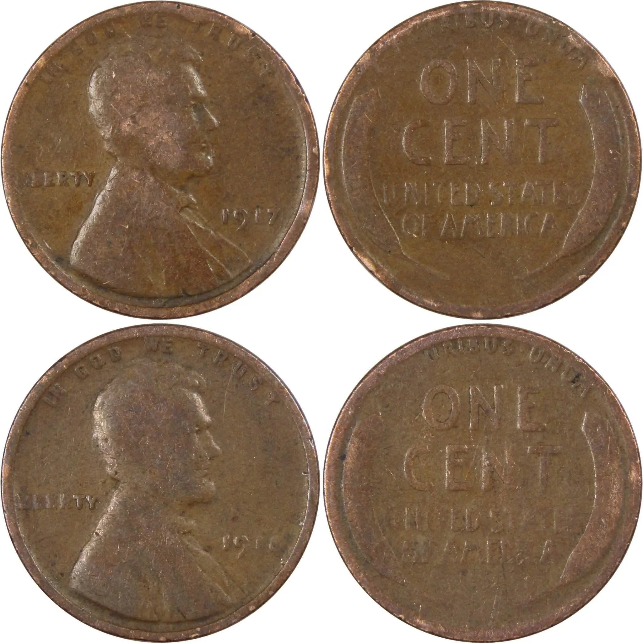 Pre-1930 Lincoln Wheat Cent 10 Piece Set Bronze Penny 1c US Coin Collectible