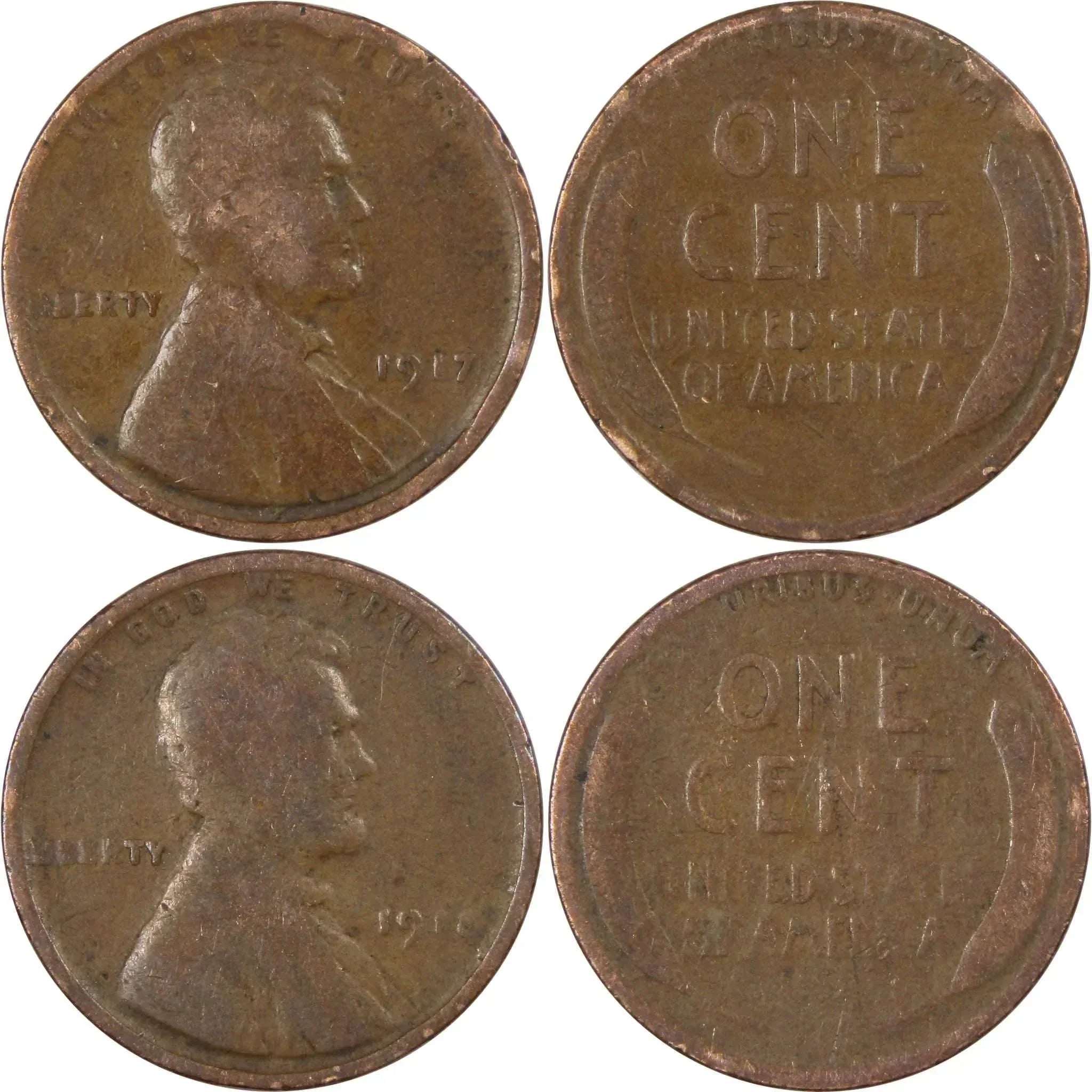 Pre-1930 Lincoln Wheat Cent 10 Piece Set Bronze Penny 1c US Coin Collectible