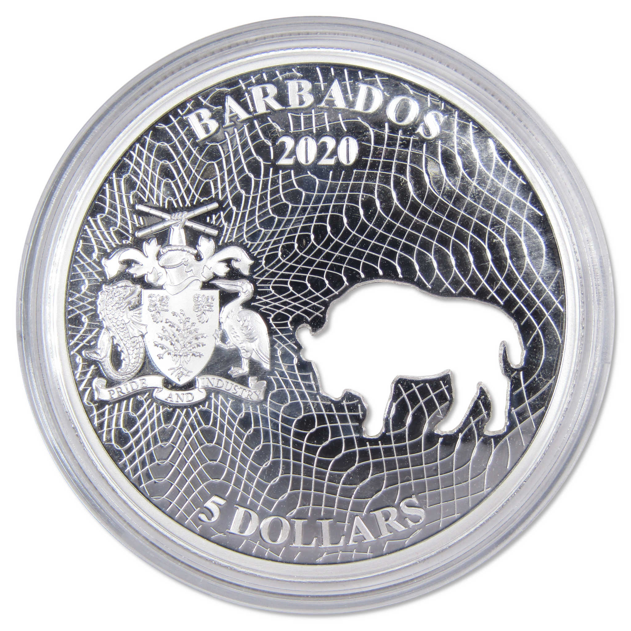 Shapes of America Buffalo 1 oz .999 Silver $5 Proof-Like Coin 2020 Barbados COA