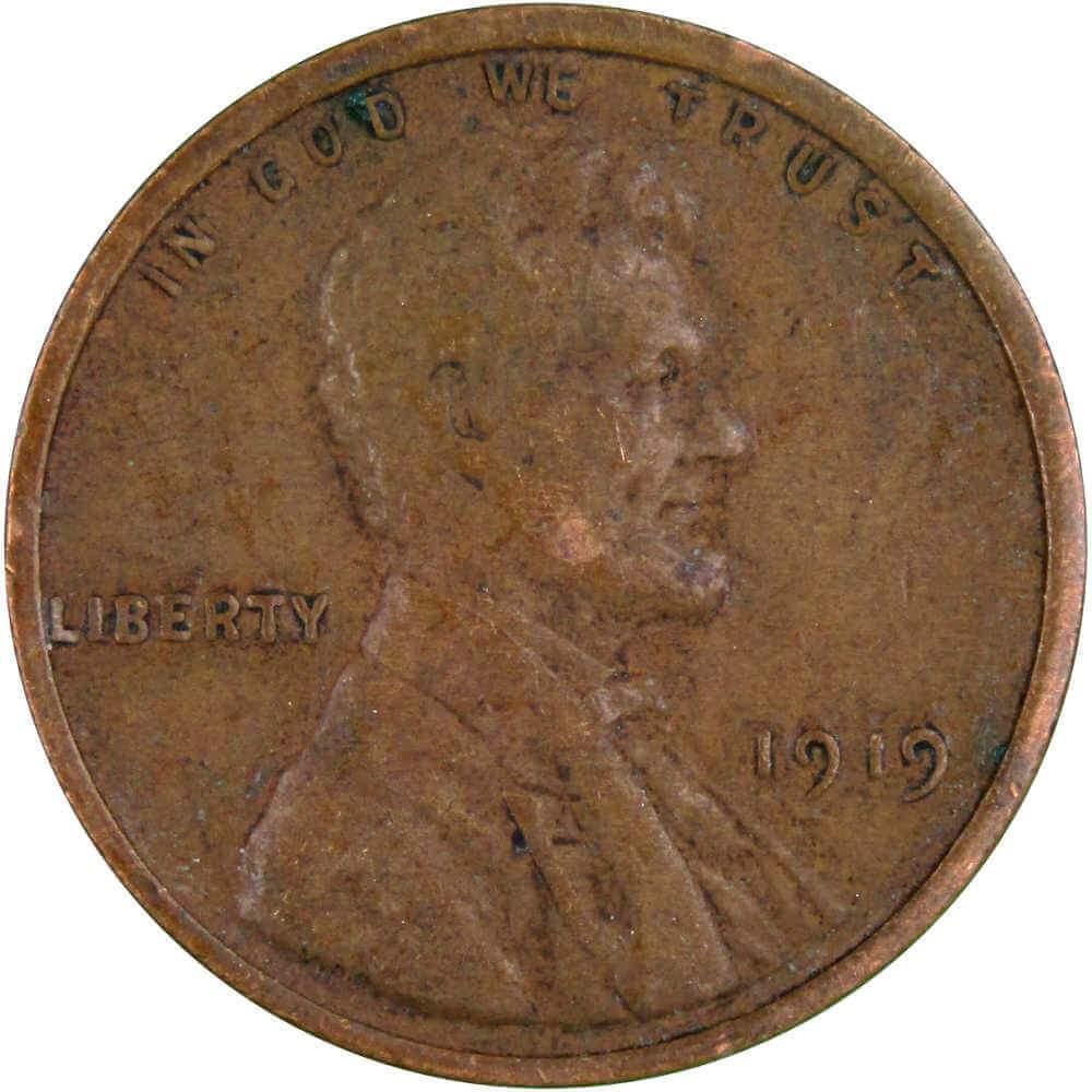 1919 Lincoln Wheat Cent VF Very Fine Bronze Penny 1c Coin Collectible