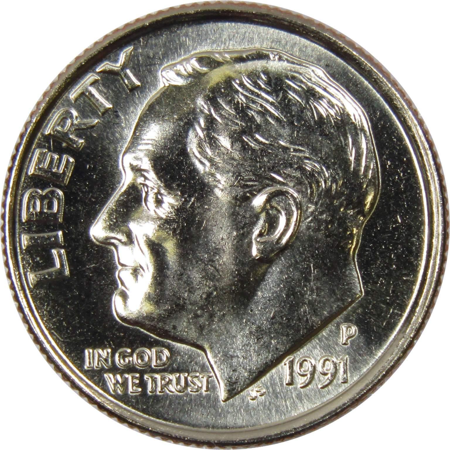 1991 P Roosevelt Dime BU Uncirculated Mint State 10c US Coin Collectible