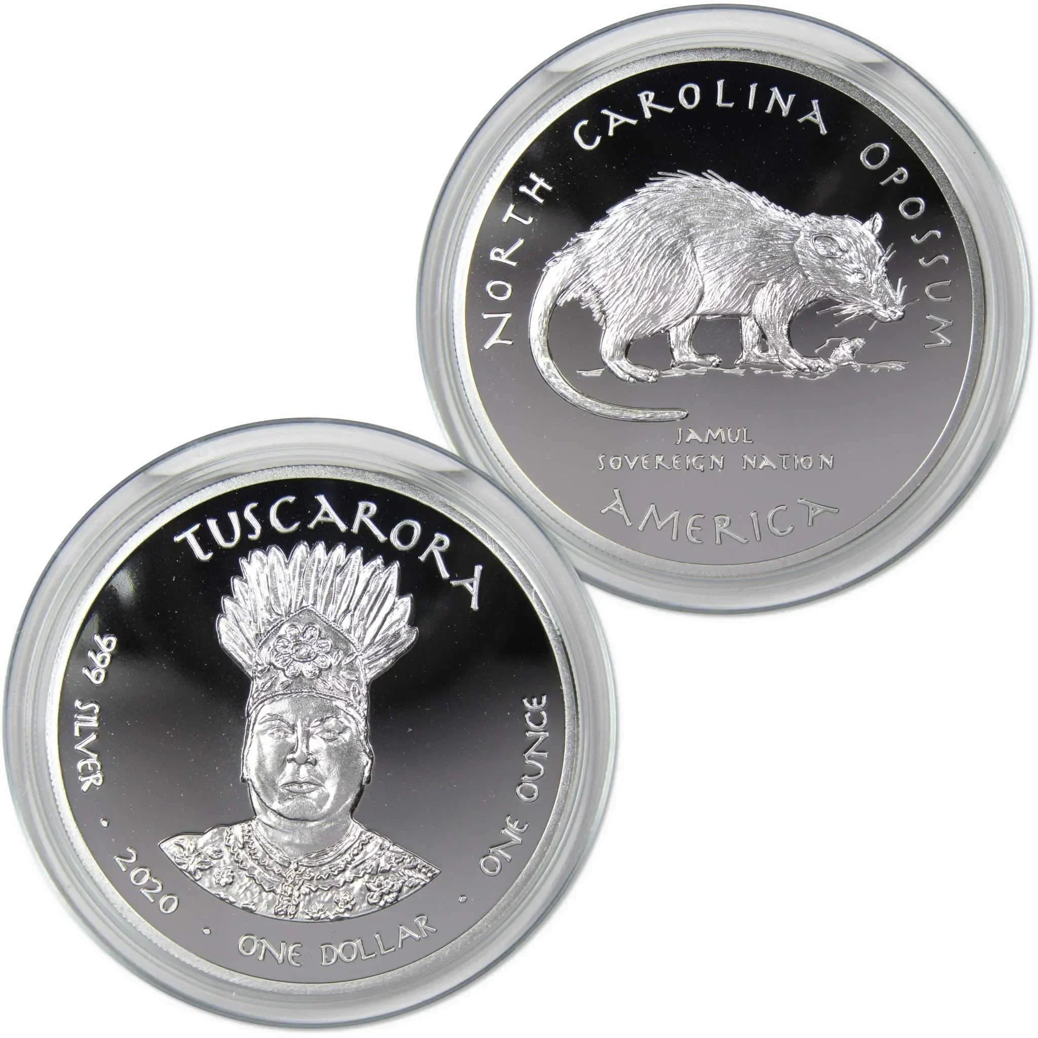2020 Native American Jamul Tuscarora Opossum 1 oz .999 Fine Silver $1 Proof