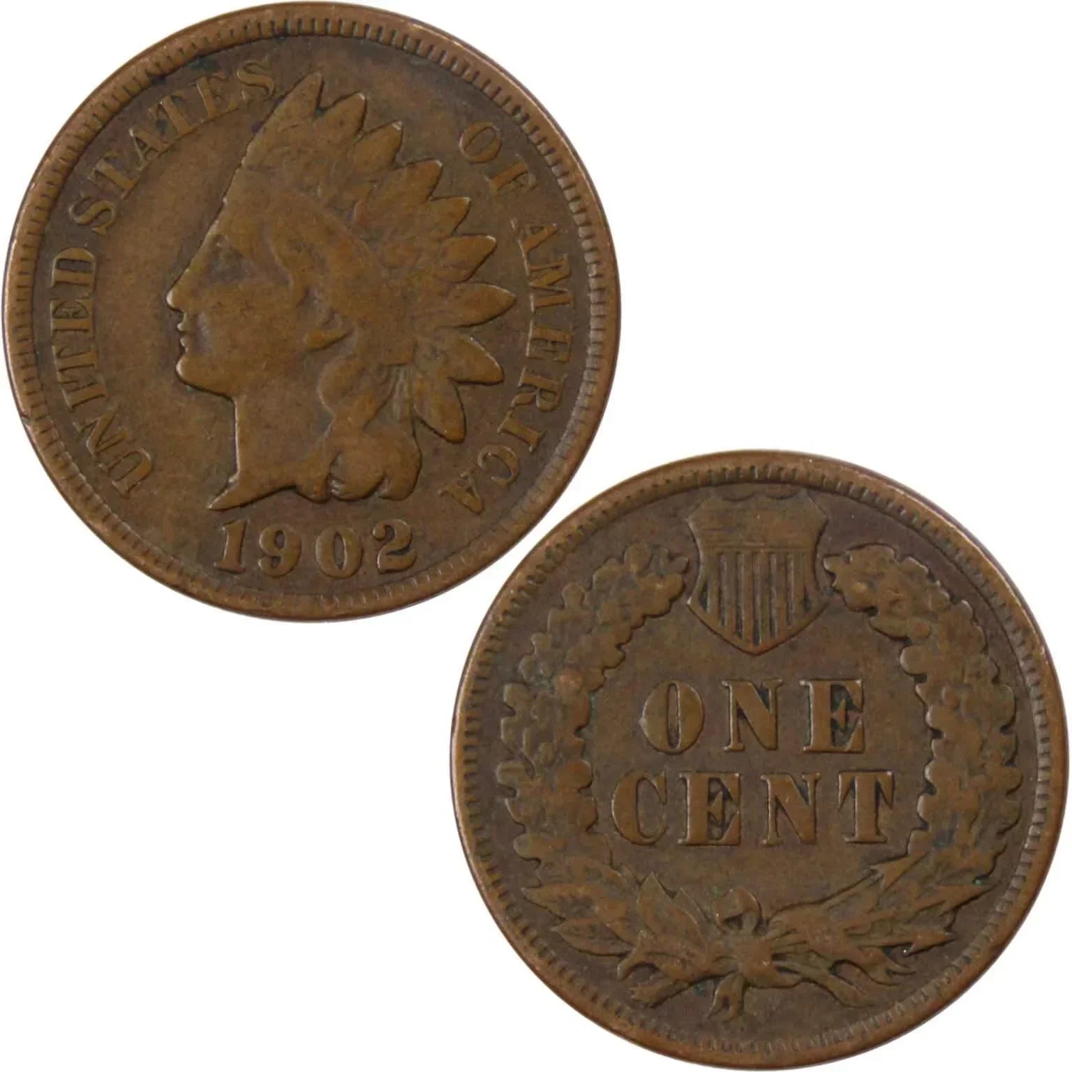 1902 Indian Head Cent VG Very Good Bronze Penny 1c Coin Collectible