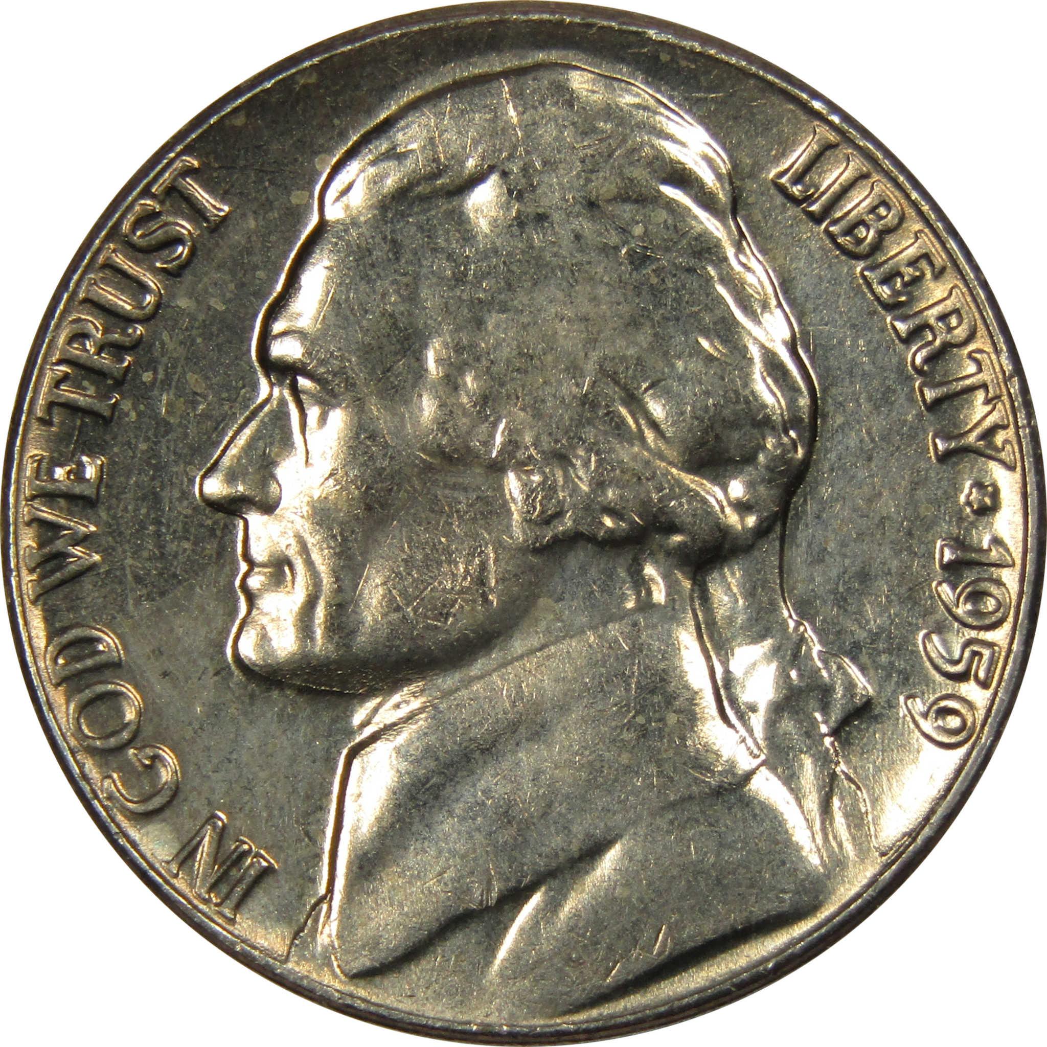 1959 Jefferson Nickel 5 Cent Piece BU Uncirculated Mint State 5c US Coin