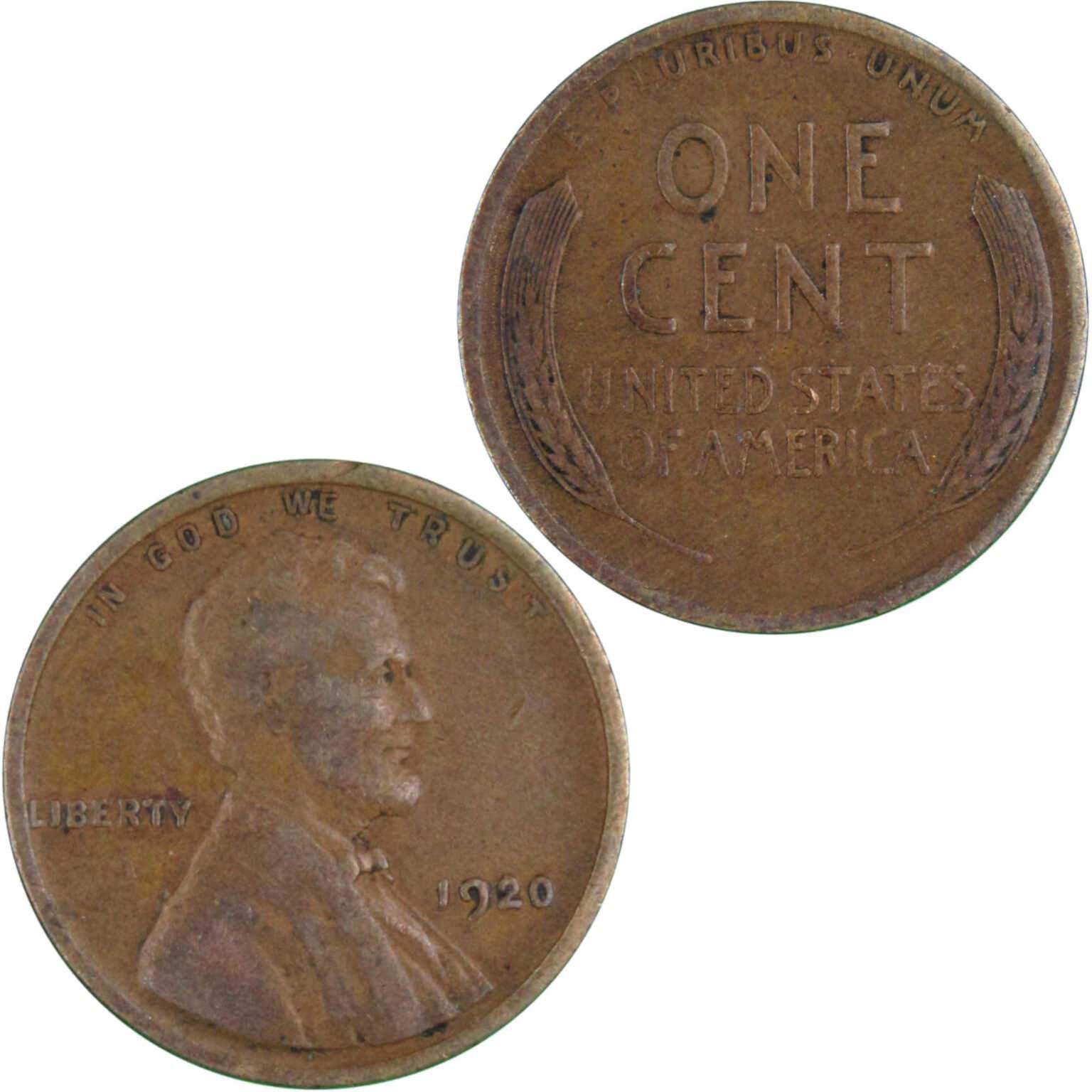 1920 Lincoln Wheat Cent VF Very Fine Bronze Penny 1c Coin Collectible