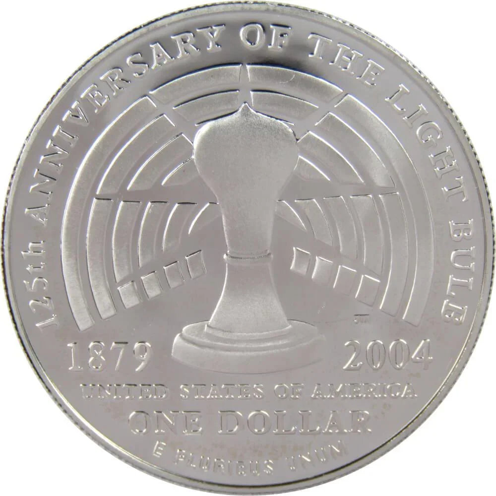 Thomas Alva Edison Commemorative 2004 P 90% Silver Dollar Proof $1 Coin