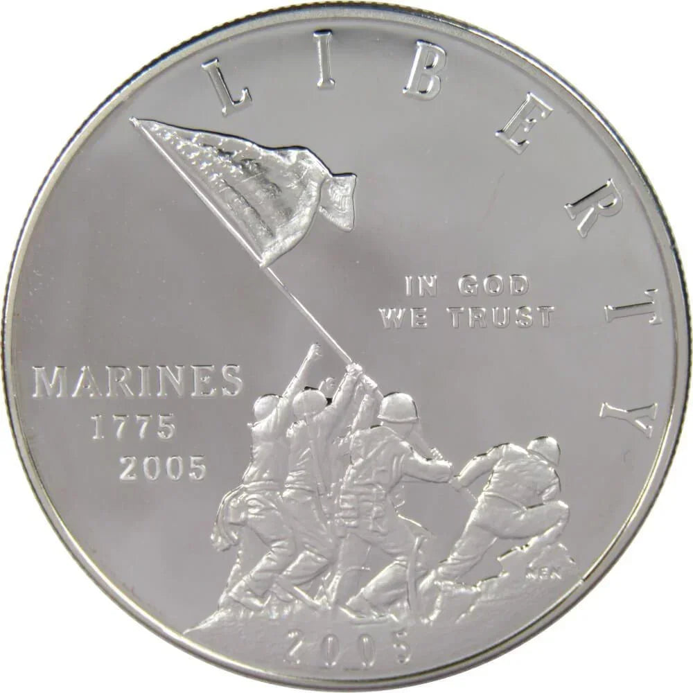 Marine Corps Commemorative 2005 P 90% Silver Dollar Proof $1 Coin