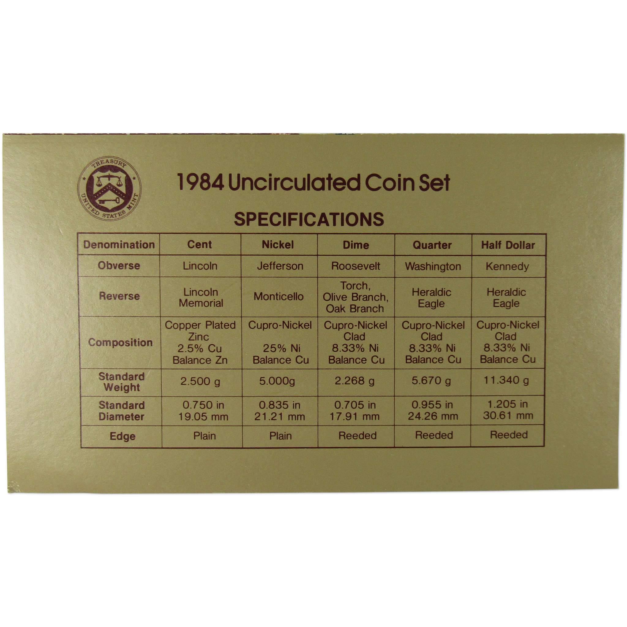 1984 U.S. Mint Set Uncirculated Original Government Packaging OGP Collectible