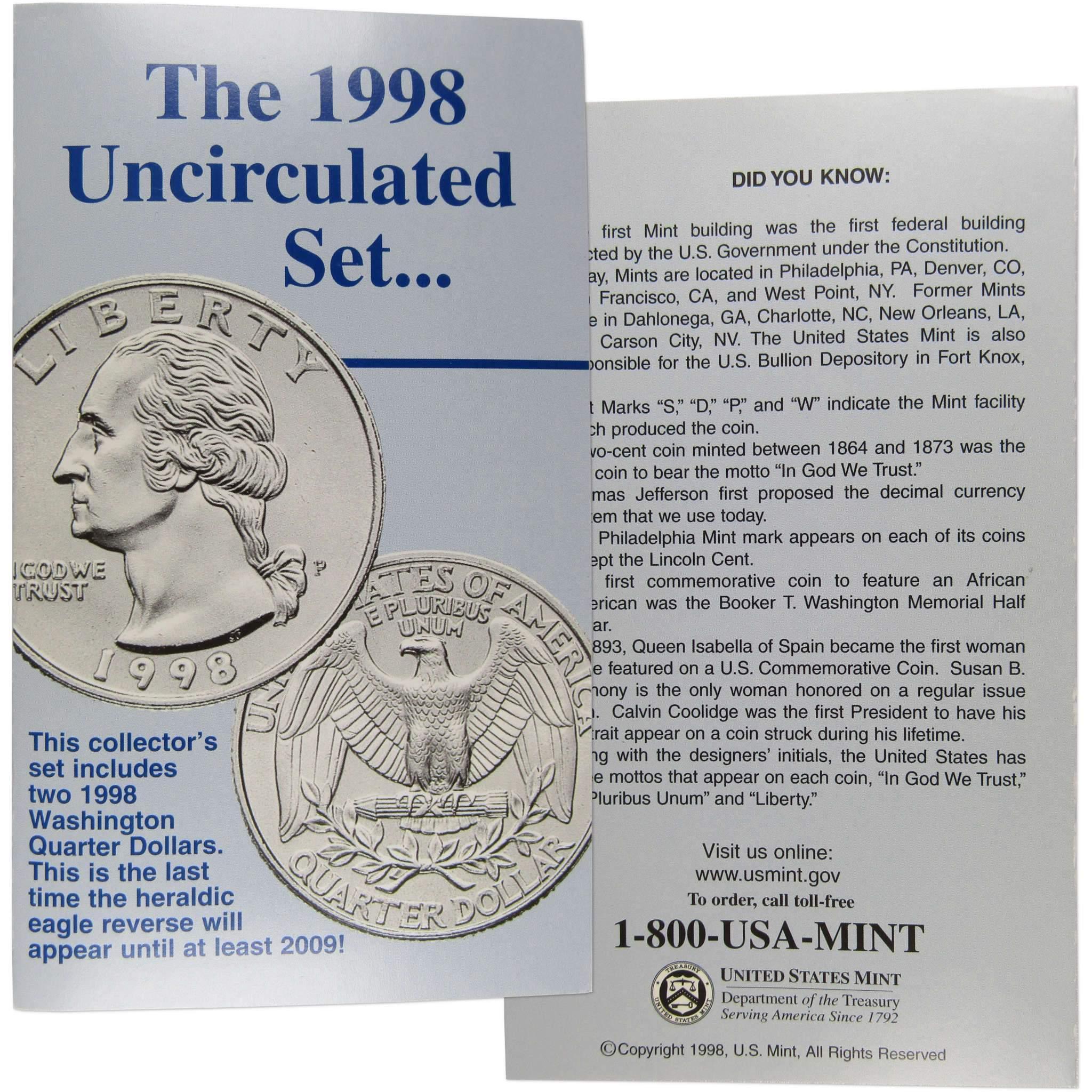 1998 U.S. Mint Set Uncirculated Original Government Packaging OGP Collectible