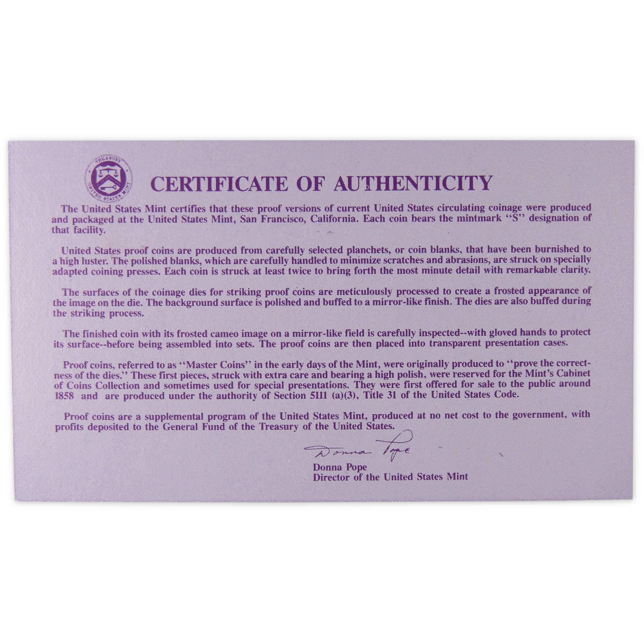 1990 Proof Set U.S. Mint Original Government Packaging OGP Collectible