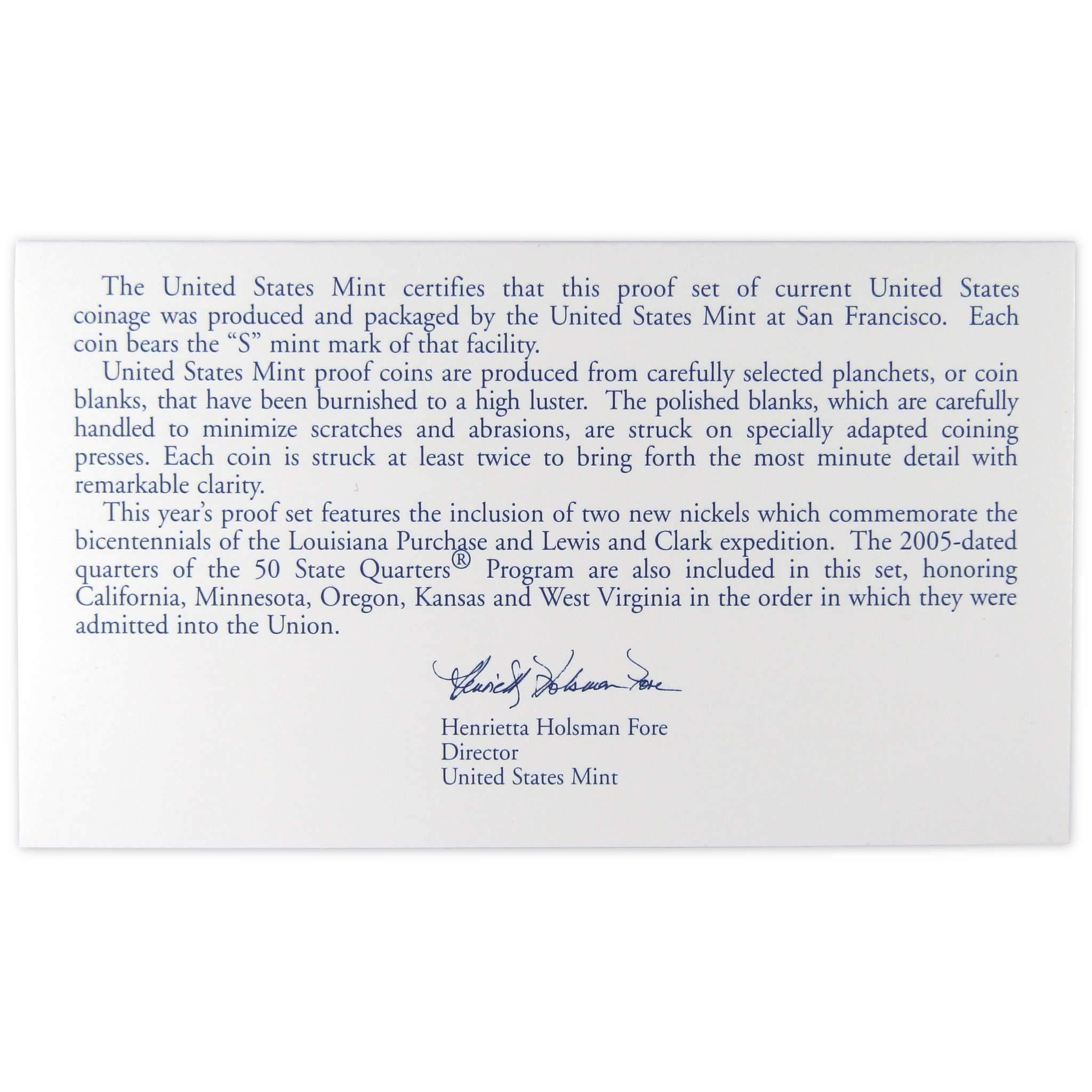 2005 Clad Proof Set U.S. Mint Original Government Packaging OGP Collectible