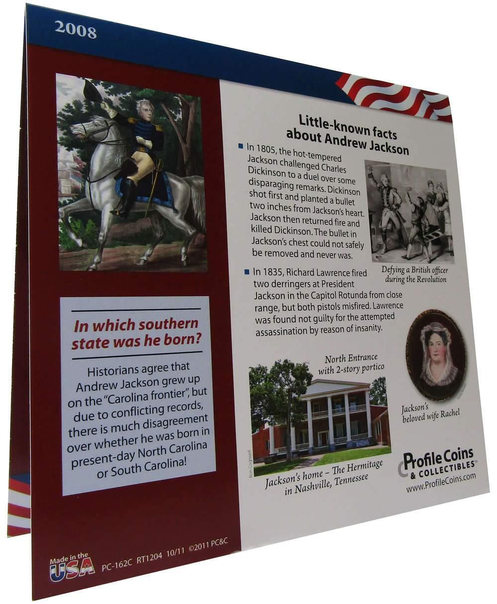 2008 P&D Andrew Jackson Presidential Dollar 2 Coin Set BU Uncirculated Bifold