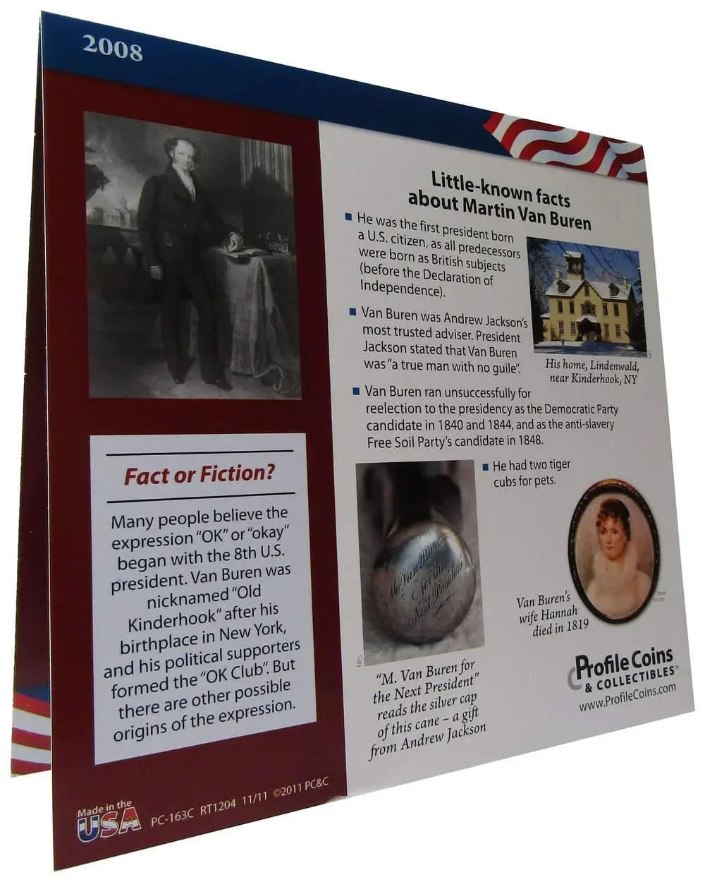 2008 P&D Martin Van Buren Presidential Dollar 2 Coin Set BU Uncirculated Bifold