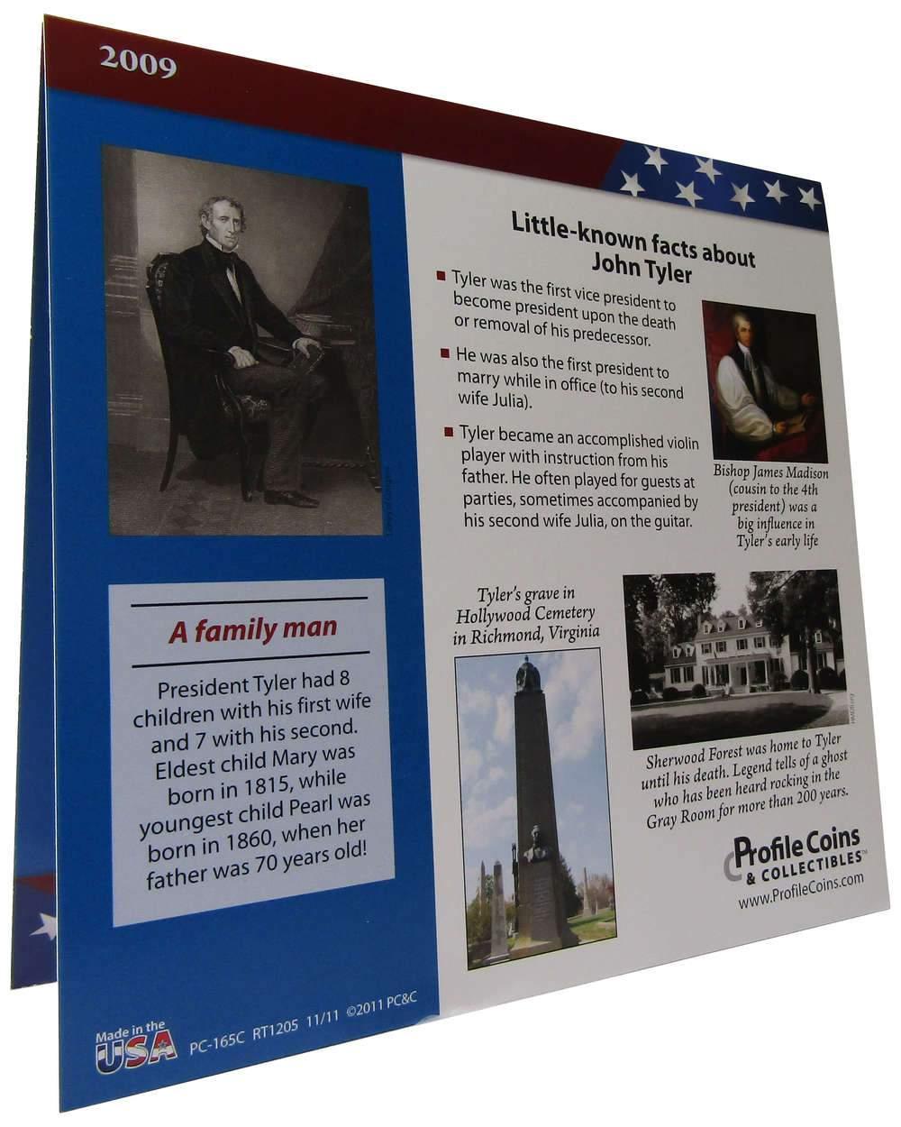 2009 P&D John Tyler Presidential Dollar Dollar 2 Coin Set BU Uncirculated Bifold