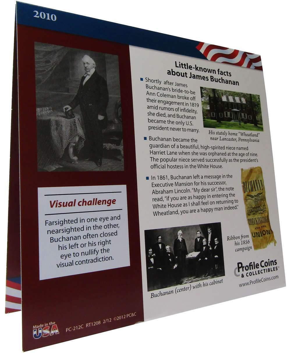 2010 P&D James Buchanan Presidential Dollar 2 Coin Set BU Uncirculated Bifold