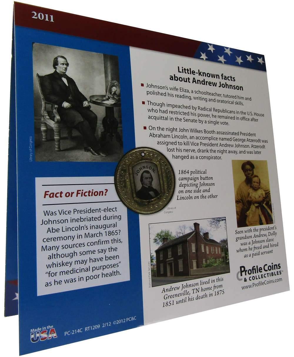 2011 P&D Andrew Johnson Presidential Dollar 2 Coin Set BU Uncirculated Bifold