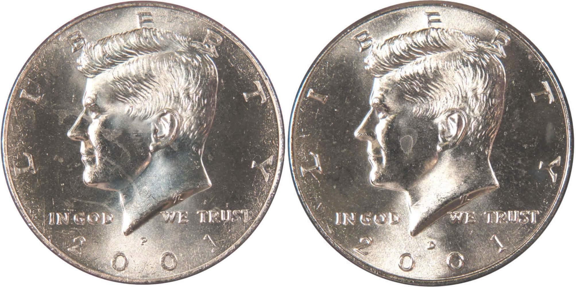 2001 P&D Kennedy Half Dollar 2 Coin Set BU Uncirculated Mint State 50c US